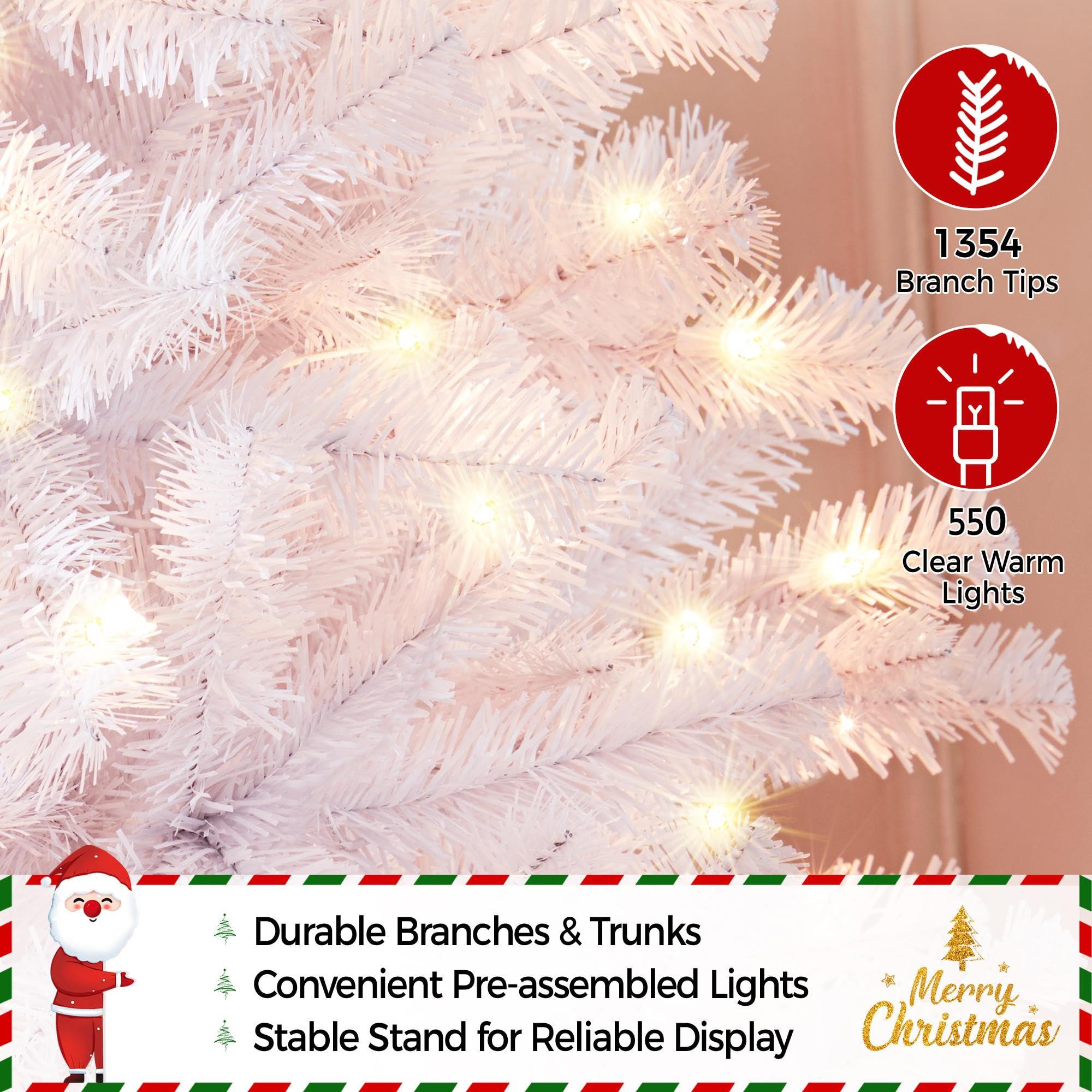 Foto 6 pulgar | Árbol De Navidad Yaheetech, Abeto Preiluminado, 2,28 M, Con 550 Luces - Venta Internacional.