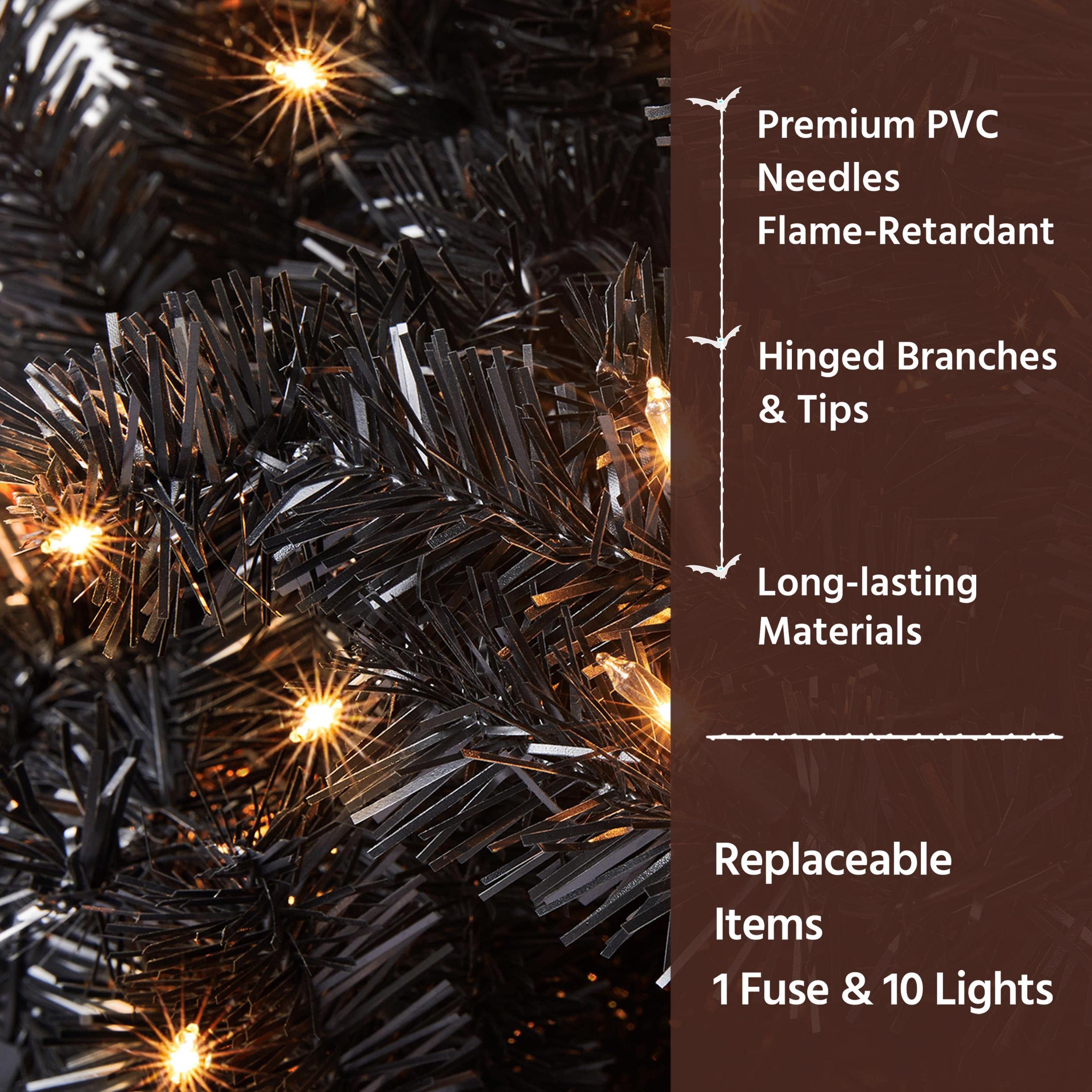 Foto 6 pulgar | Árbol De Navidad Yaheetech, Abeto Negro Preiluminado De 4 Pies Con Luces - Venta Internacional.