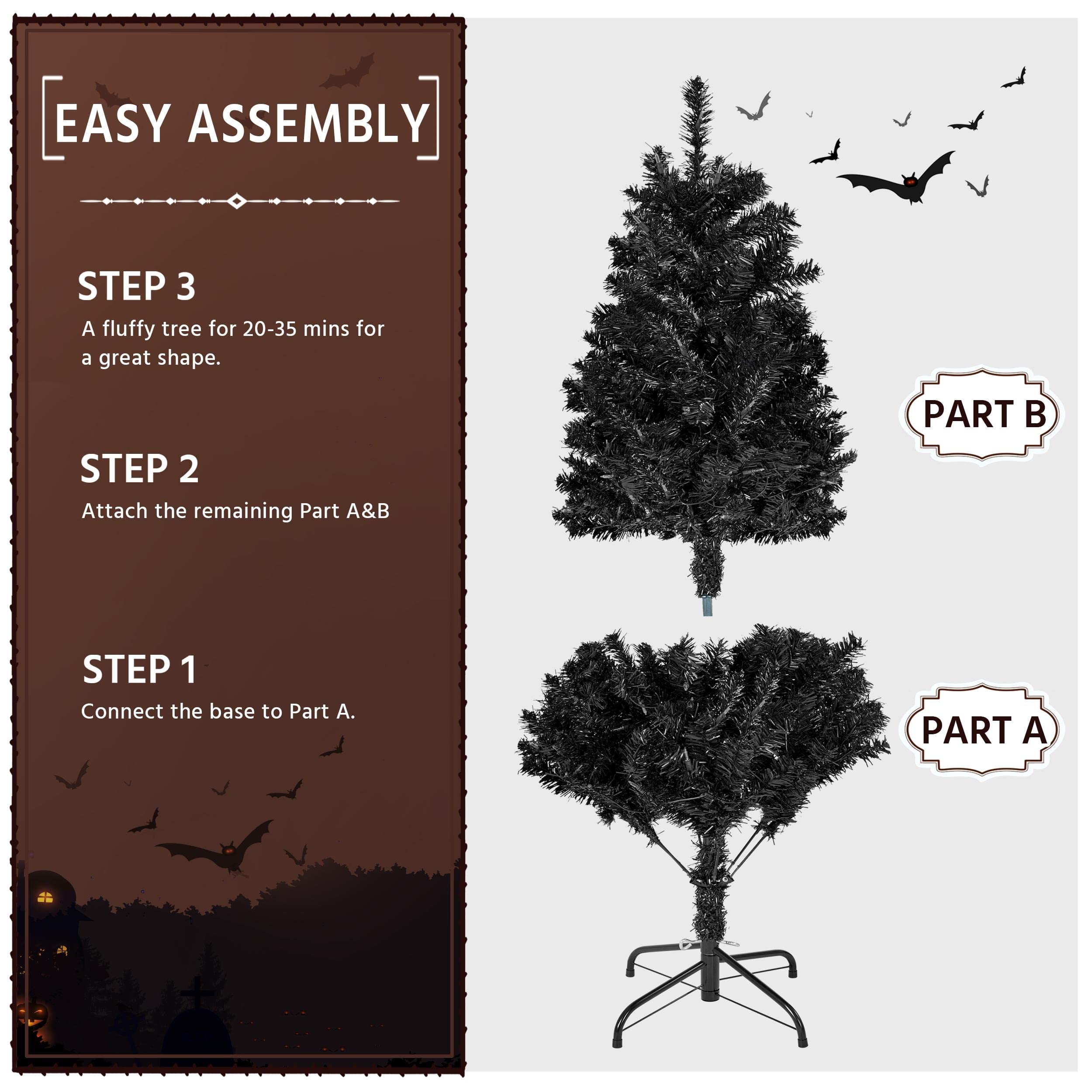 Foto 8 pulgar | Árbol De Navidad Yaheetech, Abeto Negro Preiluminado De 4 Pies Con Luces - Venta Internacional.