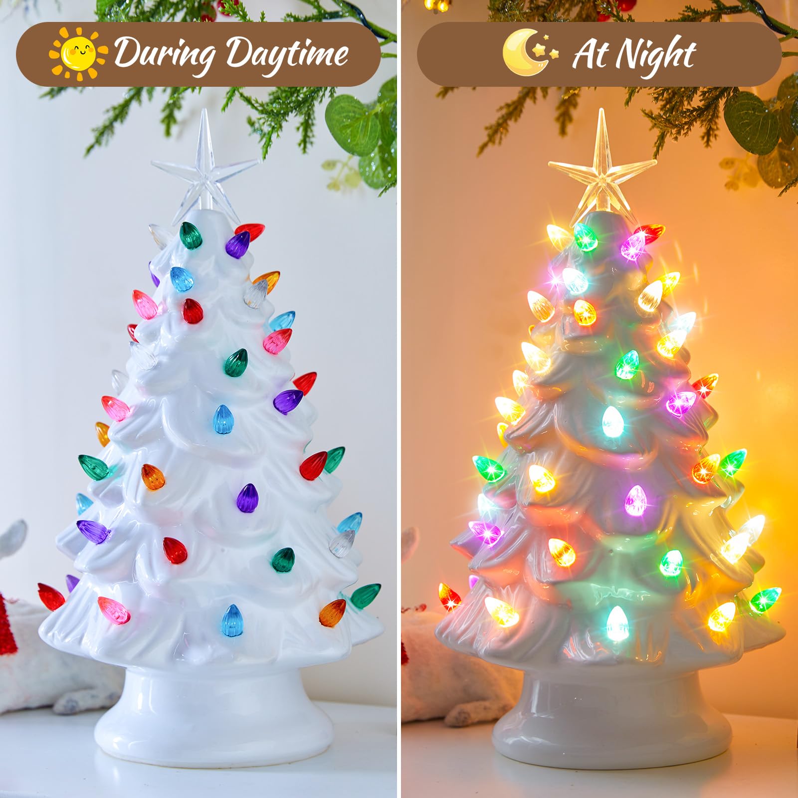 Foto 4 pulgar | Árbol De Navidad De Cerámica Brightown De 13 Pulgadas Con Luces Led - Venta Internacional.