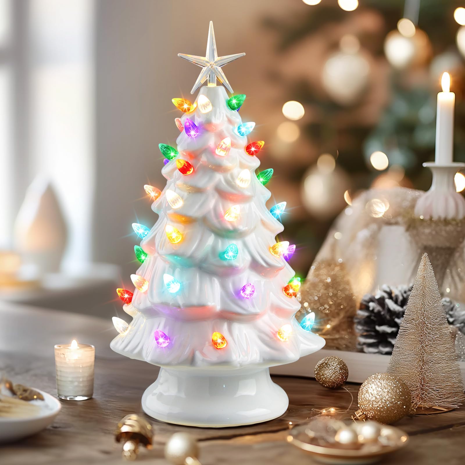 Foto 6 pulgar | Árbol De Navidad De Cerámica Brightown De 13 Pulgadas Con Luces Led - Venta Internacional.