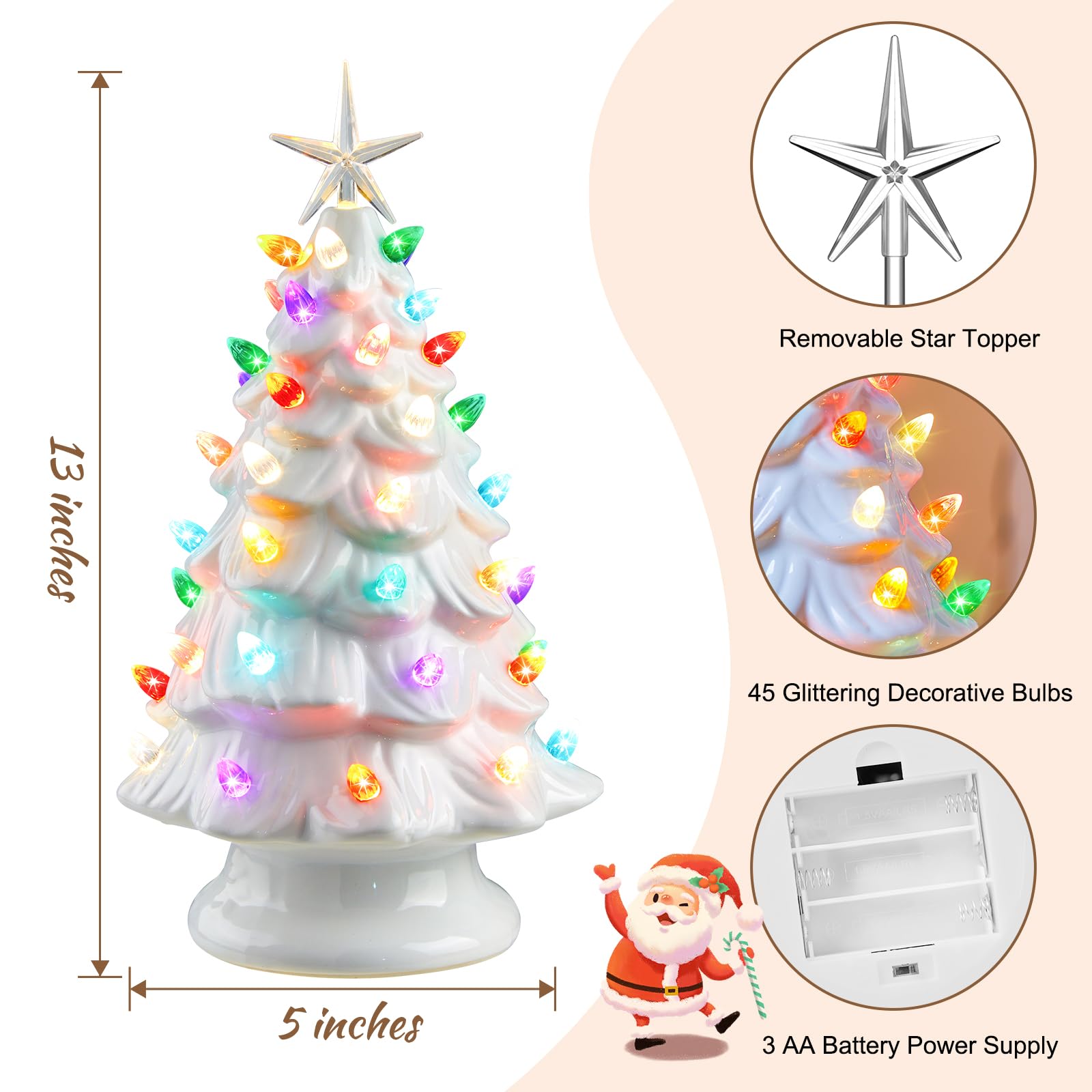 Foto 7 pulgar | Árbol De Navidad De Cerámica Brightown De 13 Pulgadas Con Luces Led - Venta Internacional.