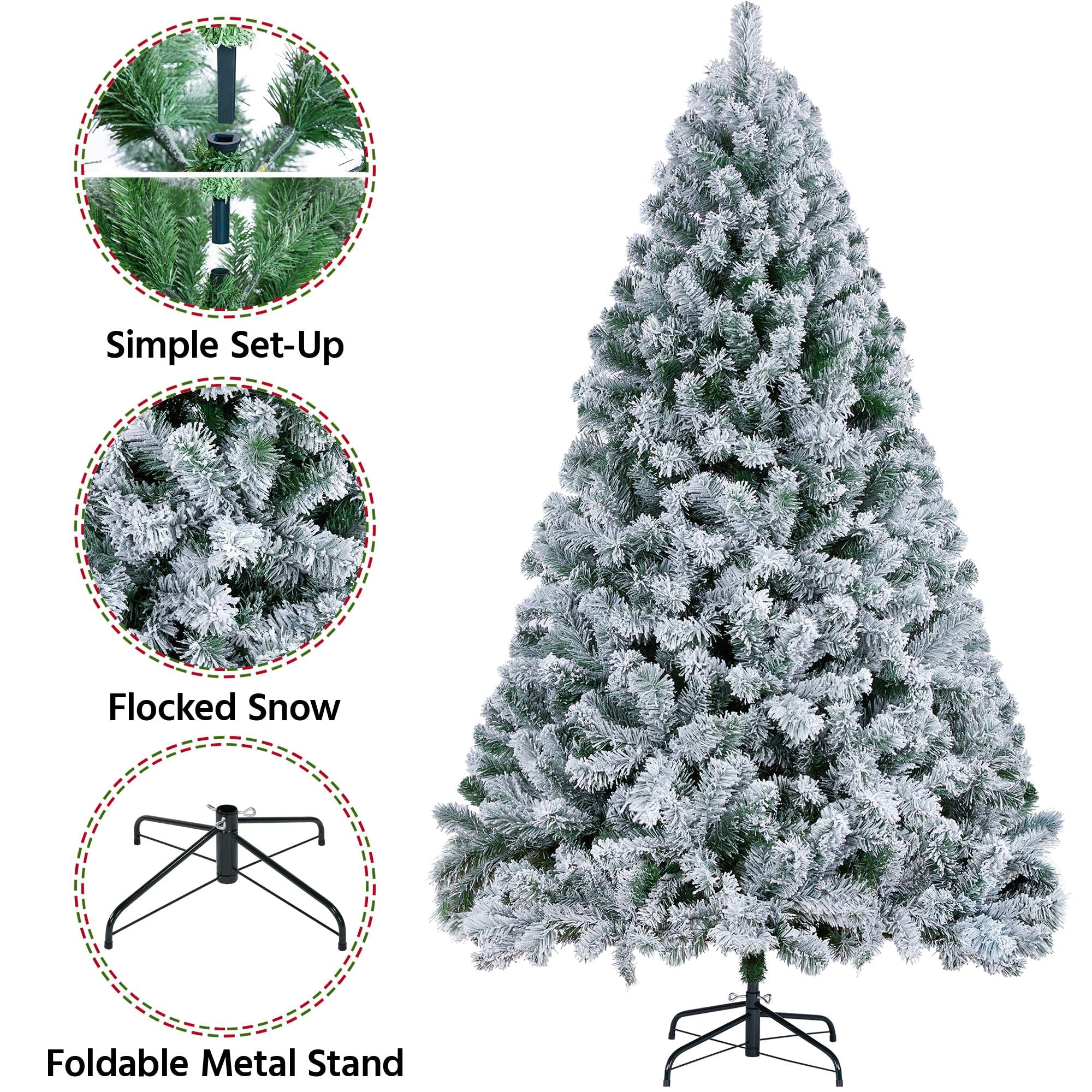Foto 4 pulgar | Árbol De Navidad Yaheetech De 6 Pies De Abeto Cubierto De Nieve Con 820 Puntas - Venta Internacional.