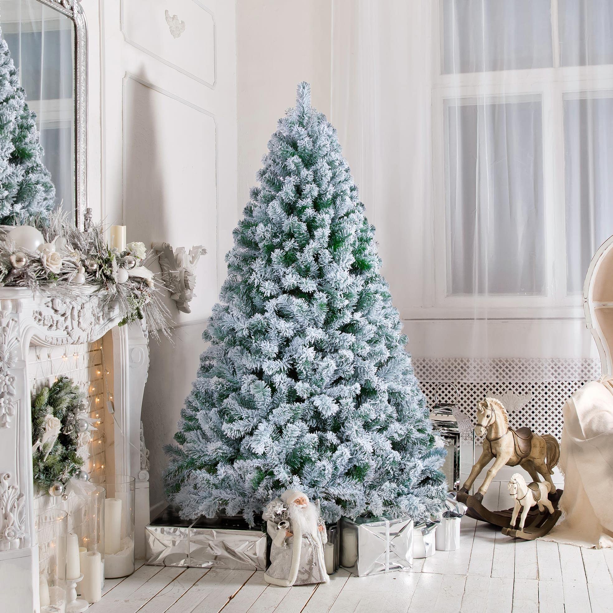 Foto 7 pulgar | Árbol De Navidad Yaheetech De 6 Pies De Abeto Cubierto De Nieve Con 820 Puntas - Venta Internacional.