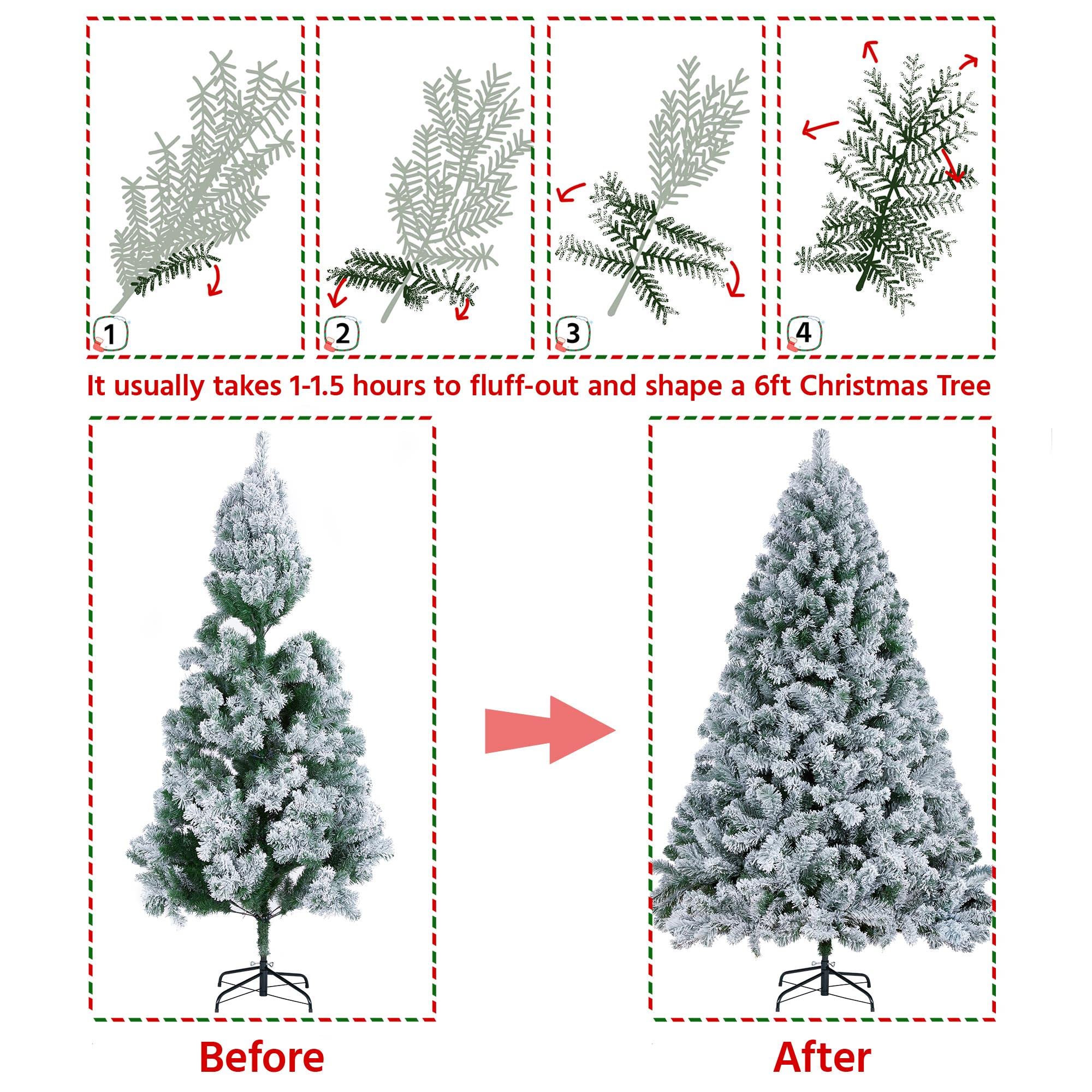 Foto 8 pulgar | Árbol De Navidad Yaheetech De 6 Pies De Abeto Cubierto De Nieve Con 820 Puntas - Venta Internacional.