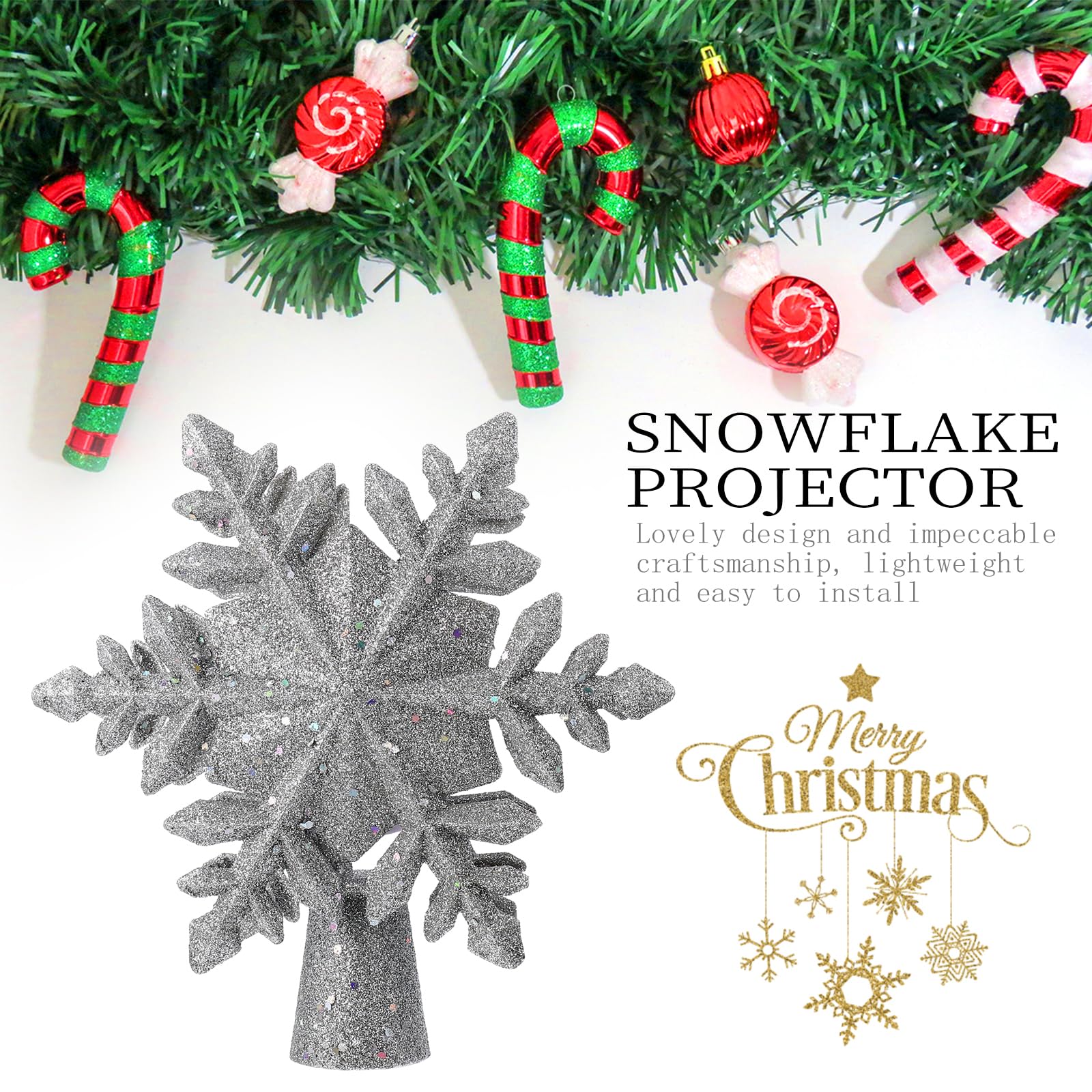 Foto 4 | Cabilock Con Diseño De Árbol De Navidad Con Proyector Led De Copos De Nieve - Venta Internacional.