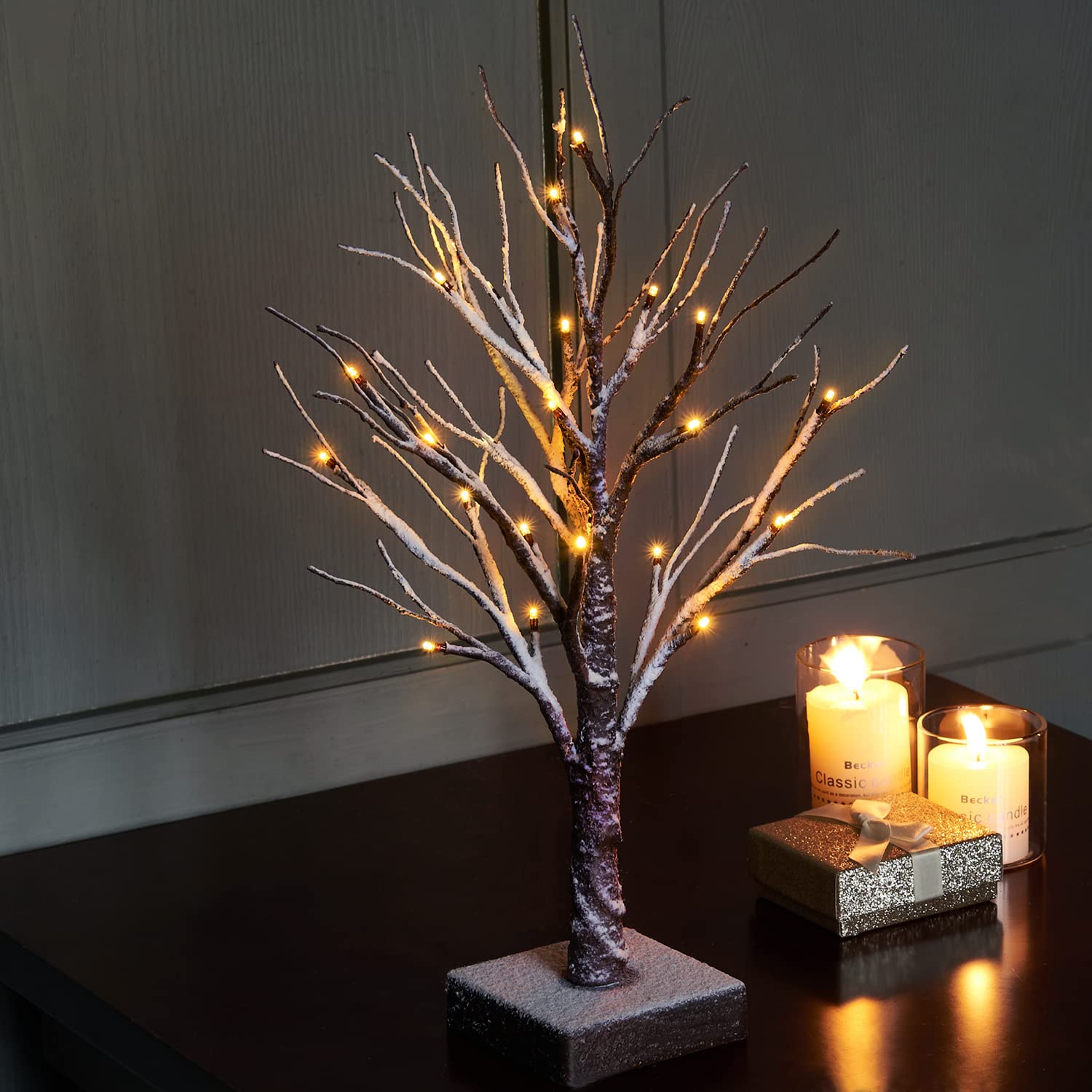 Foto 2 pulgar | Árbol De Navidad Fudios Iluminado Con Nieve, 45 Cm, Con Temporizador, 24 Led - Venta Internacional.
