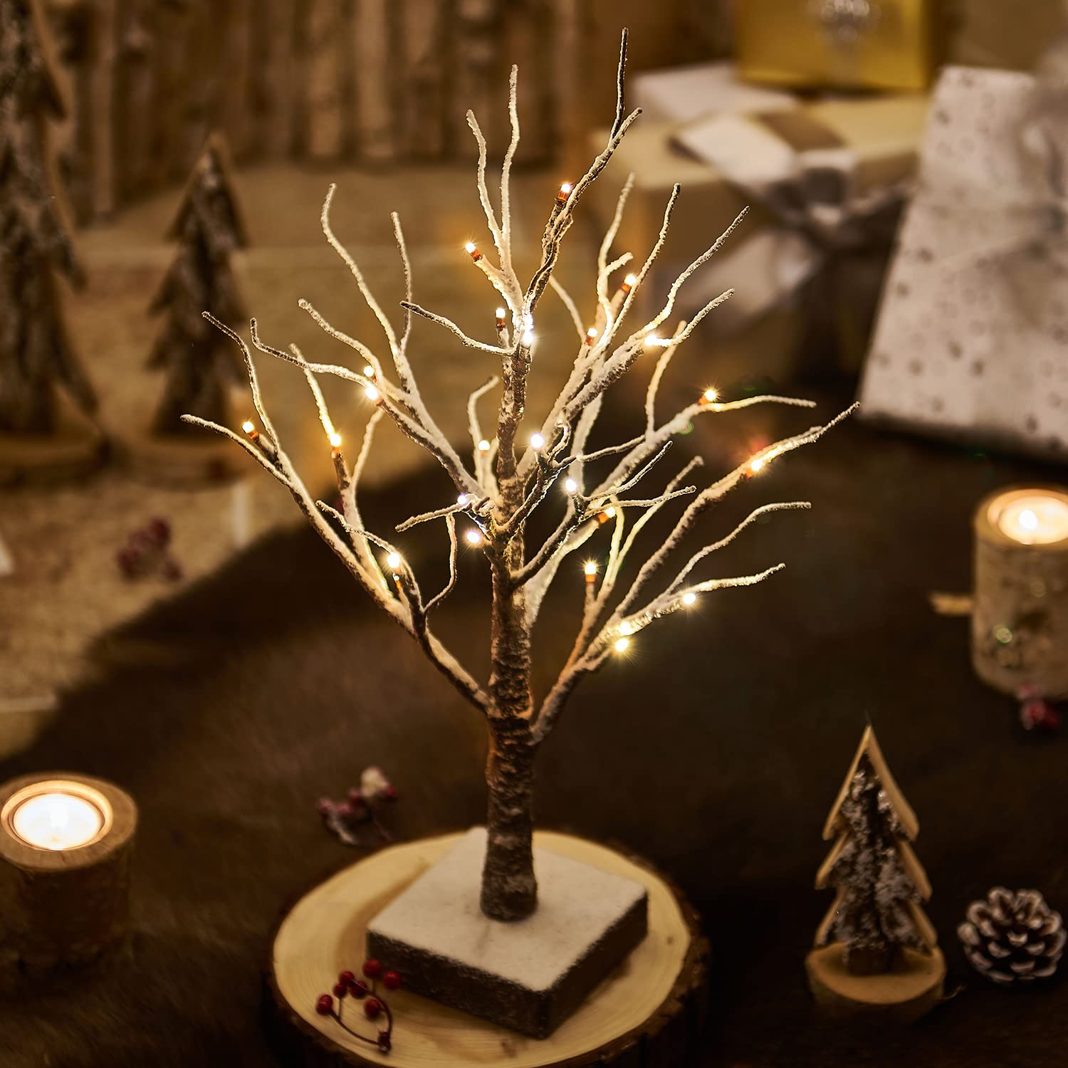 Foto 4 pulgar | Árbol De Navidad Fudios Iluminado Con Nieve, 45 Cm, Con Temporizador, 24 Led - Venta Internacional.