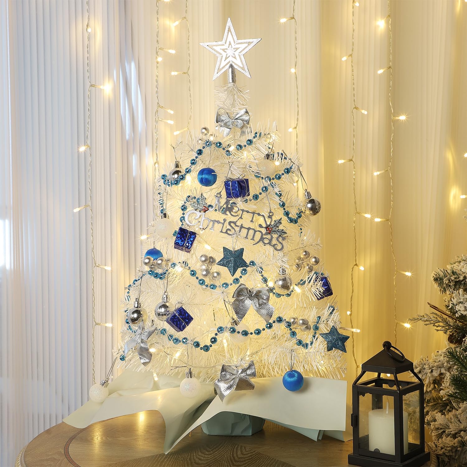 Foto 4 pulgar | Árbol De Navidad Juegoal, Tamaño Pequeño, 60 Cm, Con 50 Luces Led, Color Blanco - Venta Internacional.