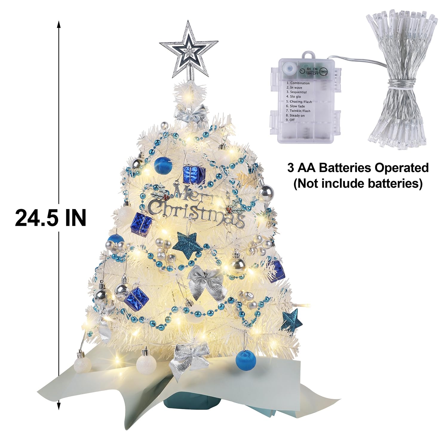 Foto 5 pulgar | Árbol De Navidad Juegoal, Tamaño Pequeño, 60 Cm, Con 50 Luces Led, Color Blanco - Venta Internacional.