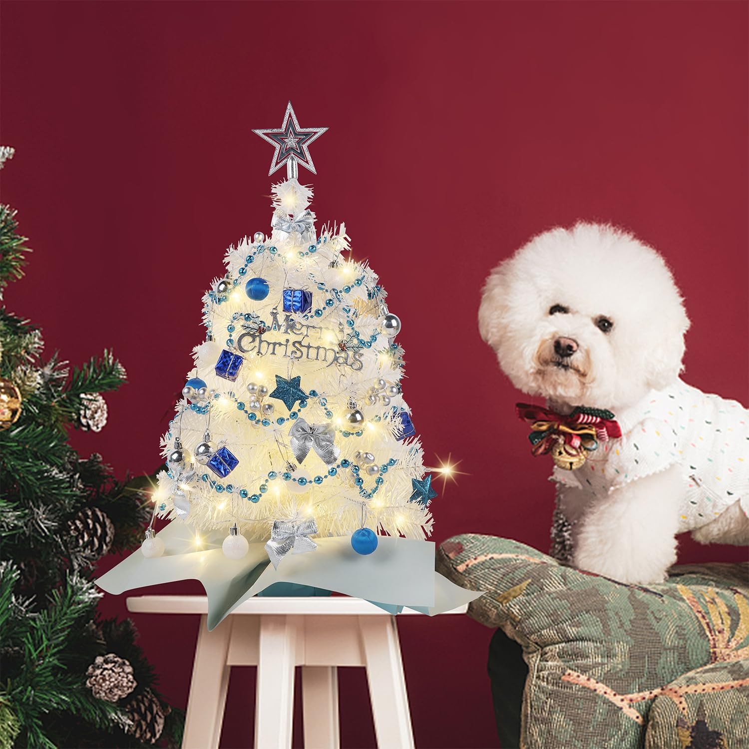 Foto 5 | Árbol De Navidad Juegoal, Tamaño Pequeño, 60 Cm, Con 50 Luces Led, Color Blanco - Venta Internacional.
