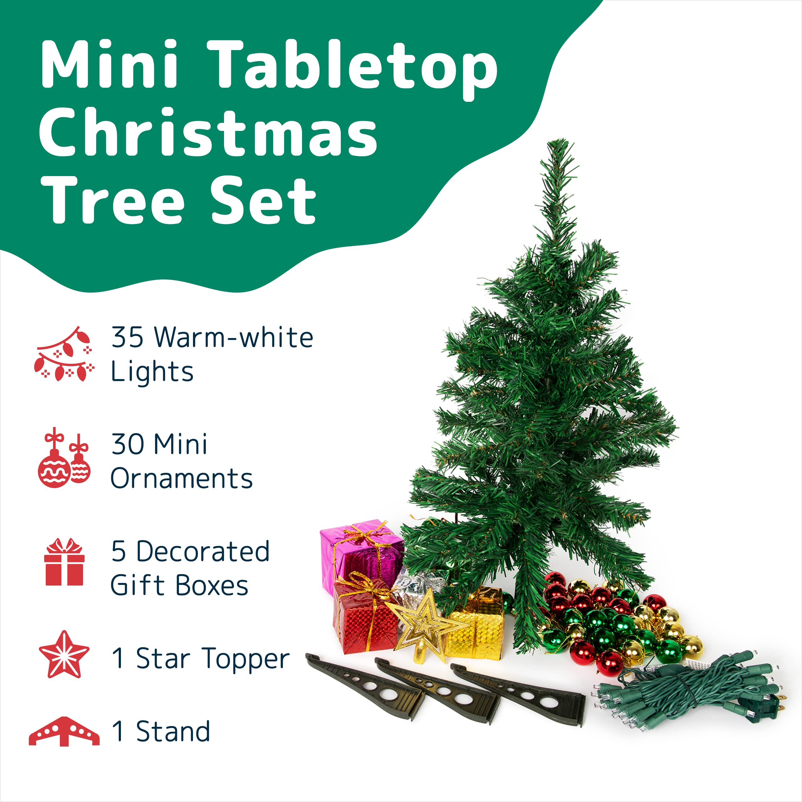 Foto 3 pulgar | Mesa Prextex Con Forma De Árbol De Navidad, 58 Cm, Con Luces Y Adornos - Venta Internacional.
