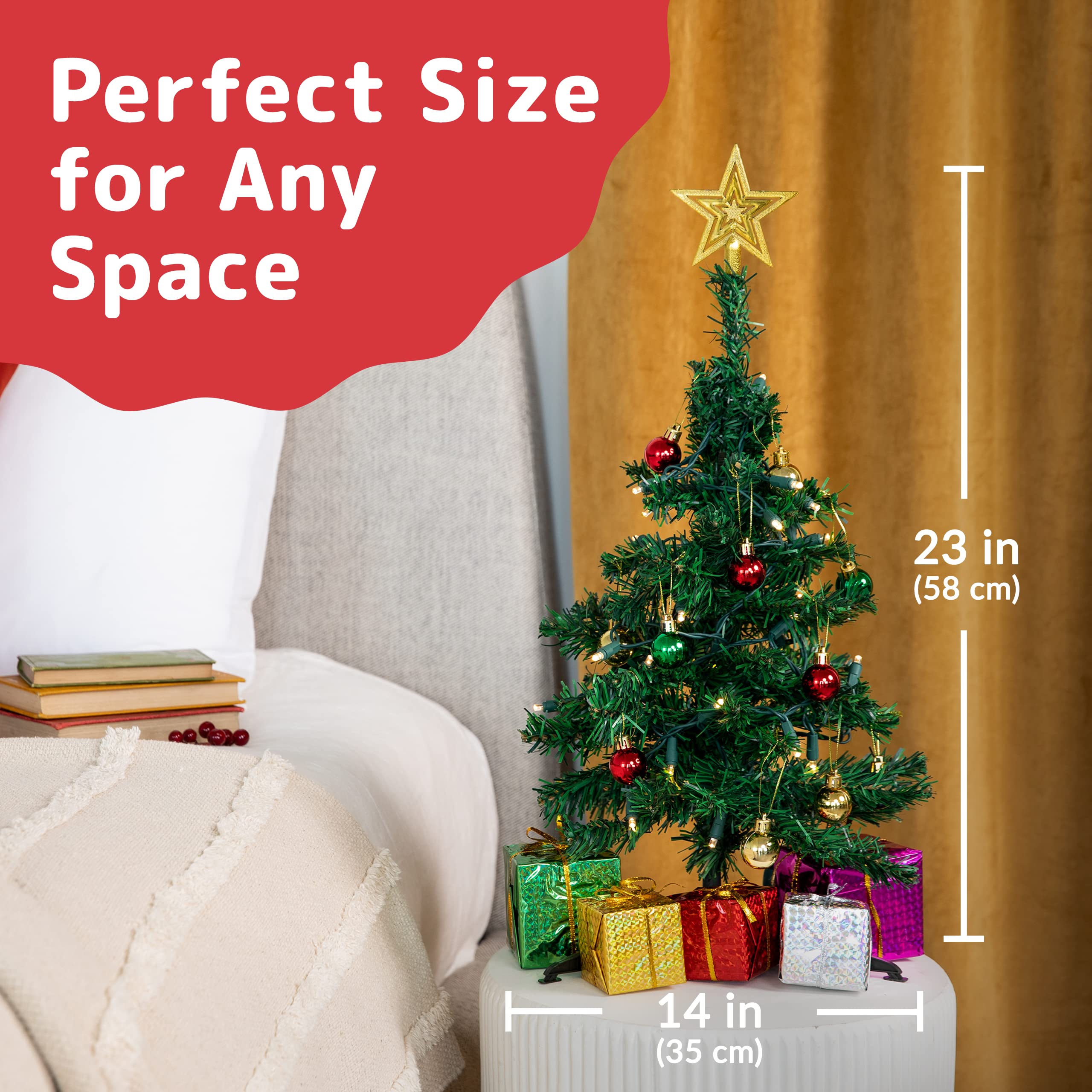 Foto 4 pulgar | Mesa Prextex Con Forma De Árbol De Navidad, 58 Cm, Con Luces Y Adornos - Venta Internacional.