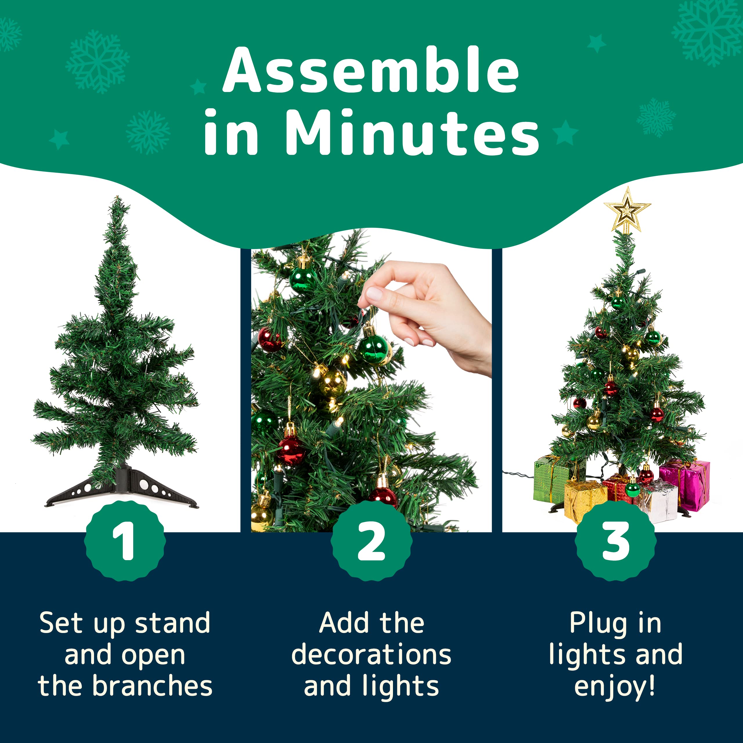 Foto 5 pulgar | Mesa Prextex Con Forma De Árbol De Navidad, 58 Cm, Con Luces Y Adornos - Venta Internacional.