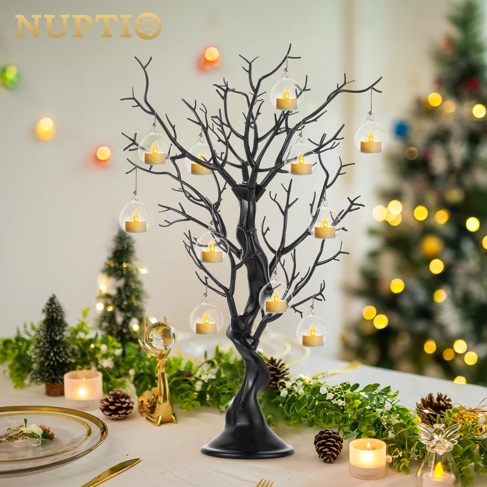 Foto 4 pulgar | Árbol De Navidad Nuptio Manzanita Negra De 58 Cm, Resina, 2 Unidades - Venta Internacional.