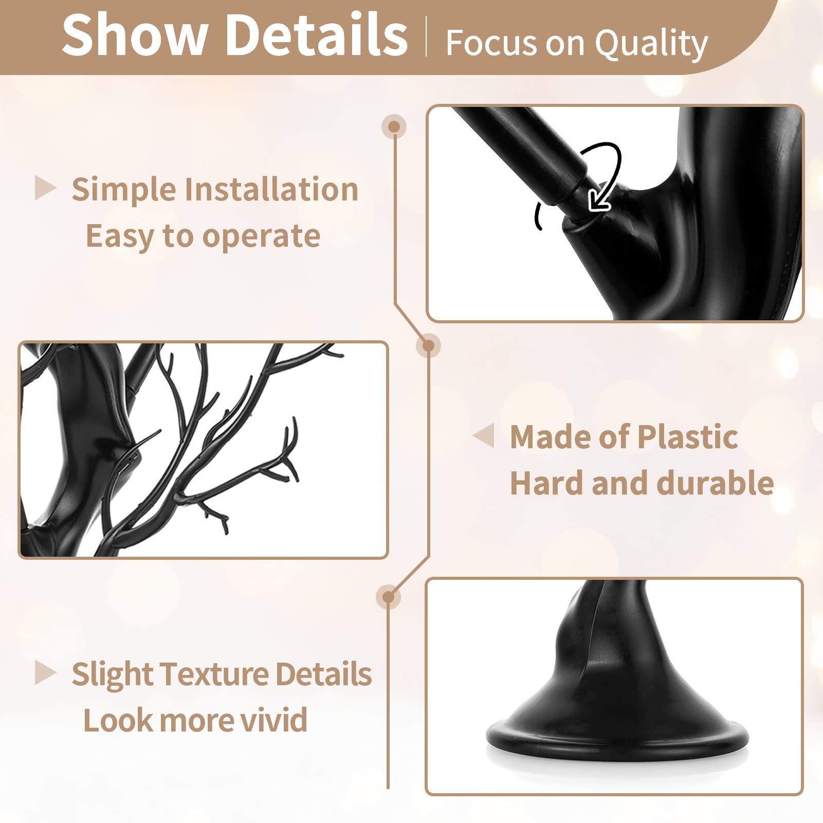Foto 5 pulgar | Árbol De Navidad Nuptio Manzanita Negra De 58 Cm, Resina, 2 Unidades - Venta Internacional.