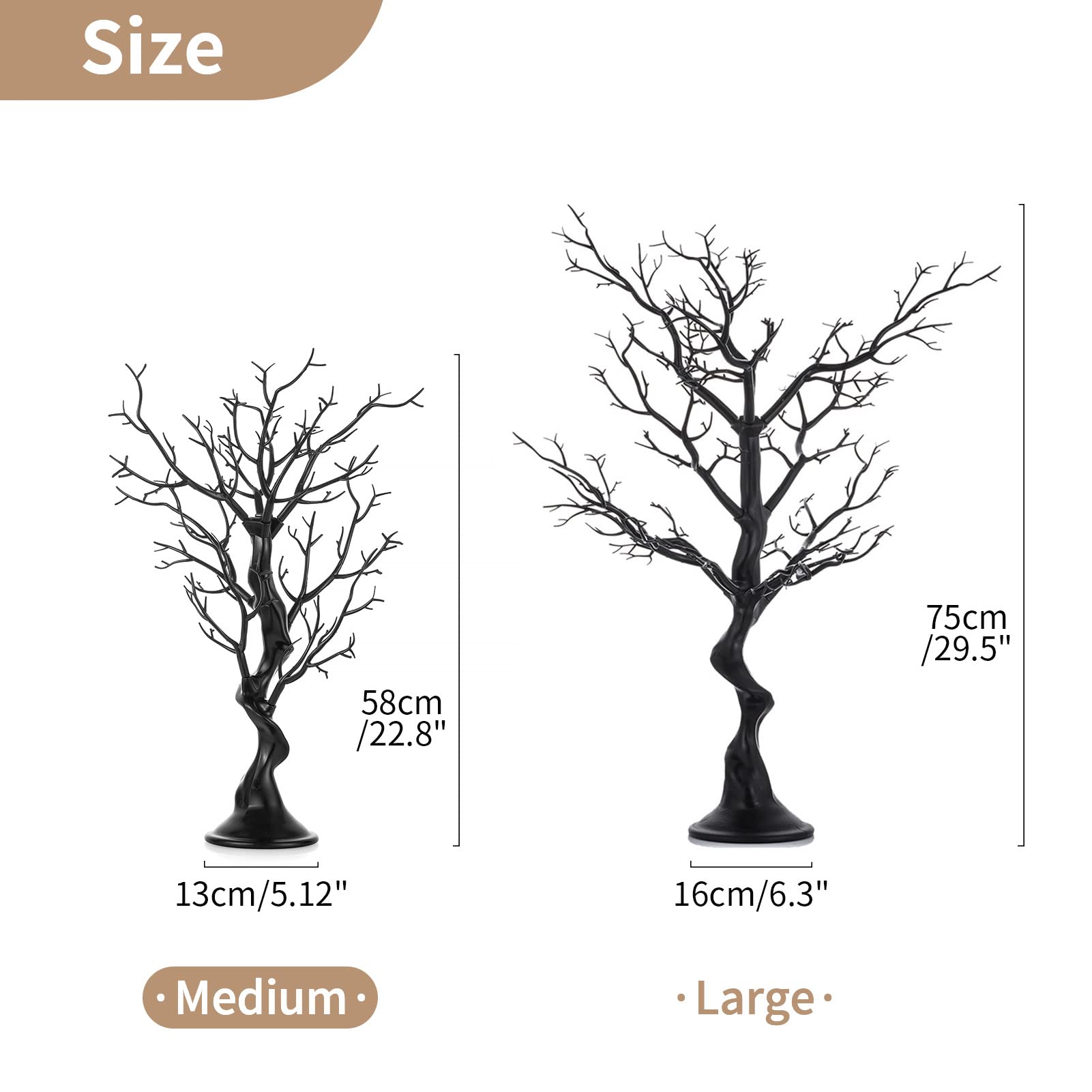 Foto 6 pulgar | Árbol De Navidad Nuptio Manzanita Negra De 58 Cm, Resina, 2 Unidades - Venta Internacional.