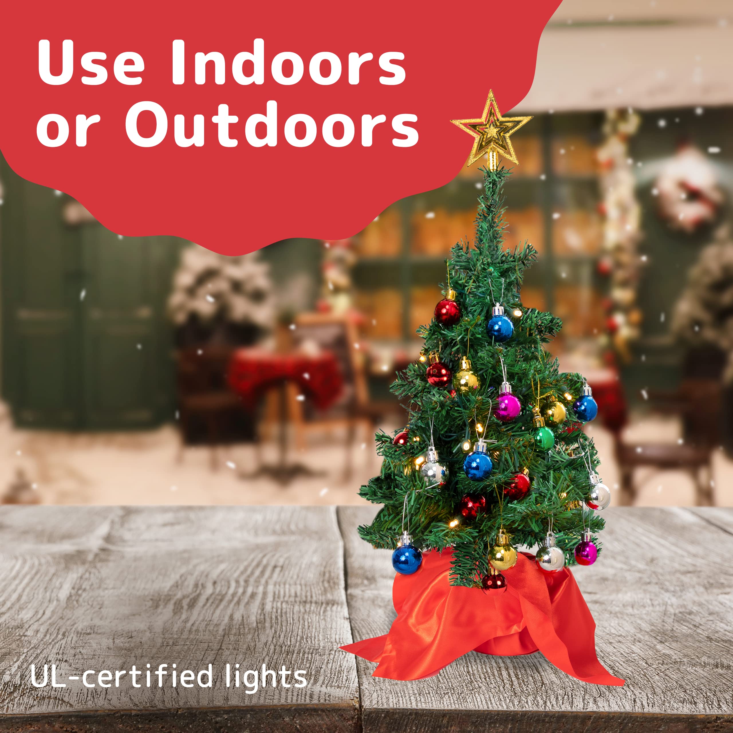 Foto 7 pulgar | Árbol De Navidad Prextex Mini De 22 Pulgadas Con Adornos De Luces, Color Verde - Venta Internacional.