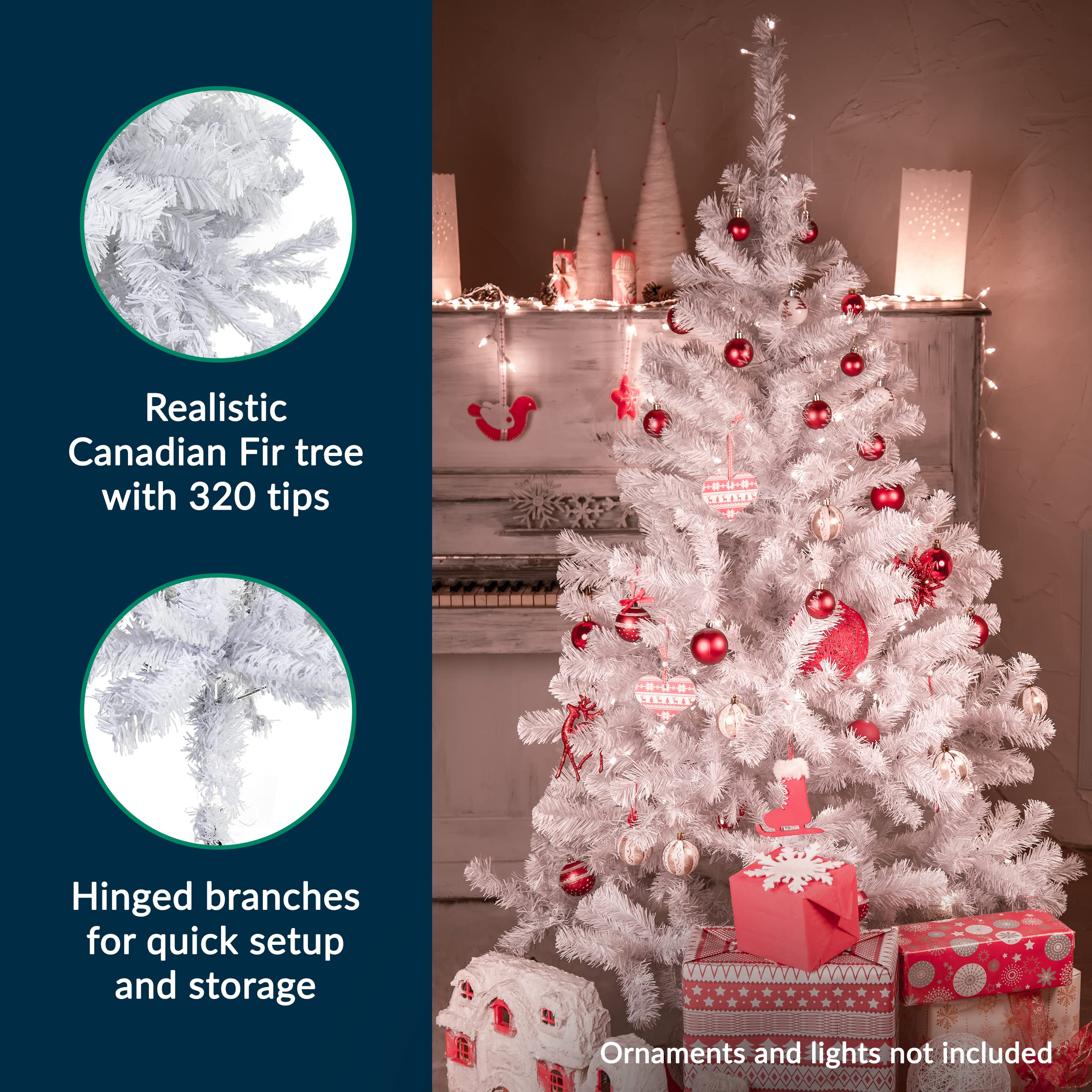 Foto 4 pulgar | Árbol De Navidad Prextex Pequeño Blanco De 1,2 M Con 320 Puntas - Venta Internacional.