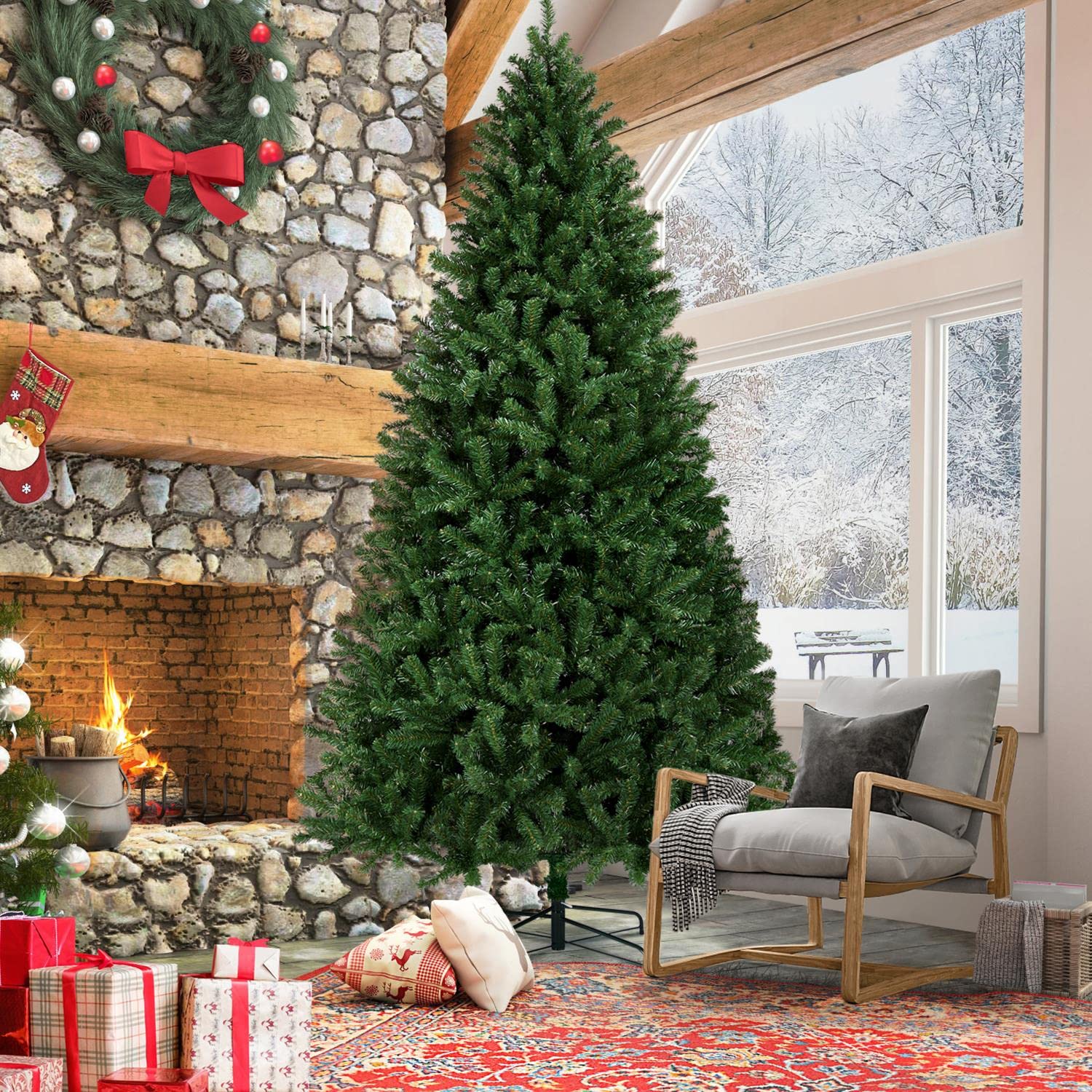 Foto 4 pulgar | Árbol De Navidad Yaheetech, Abeto Preiluminado De 9 Pies Con 850 Luces - Venta Internacional.