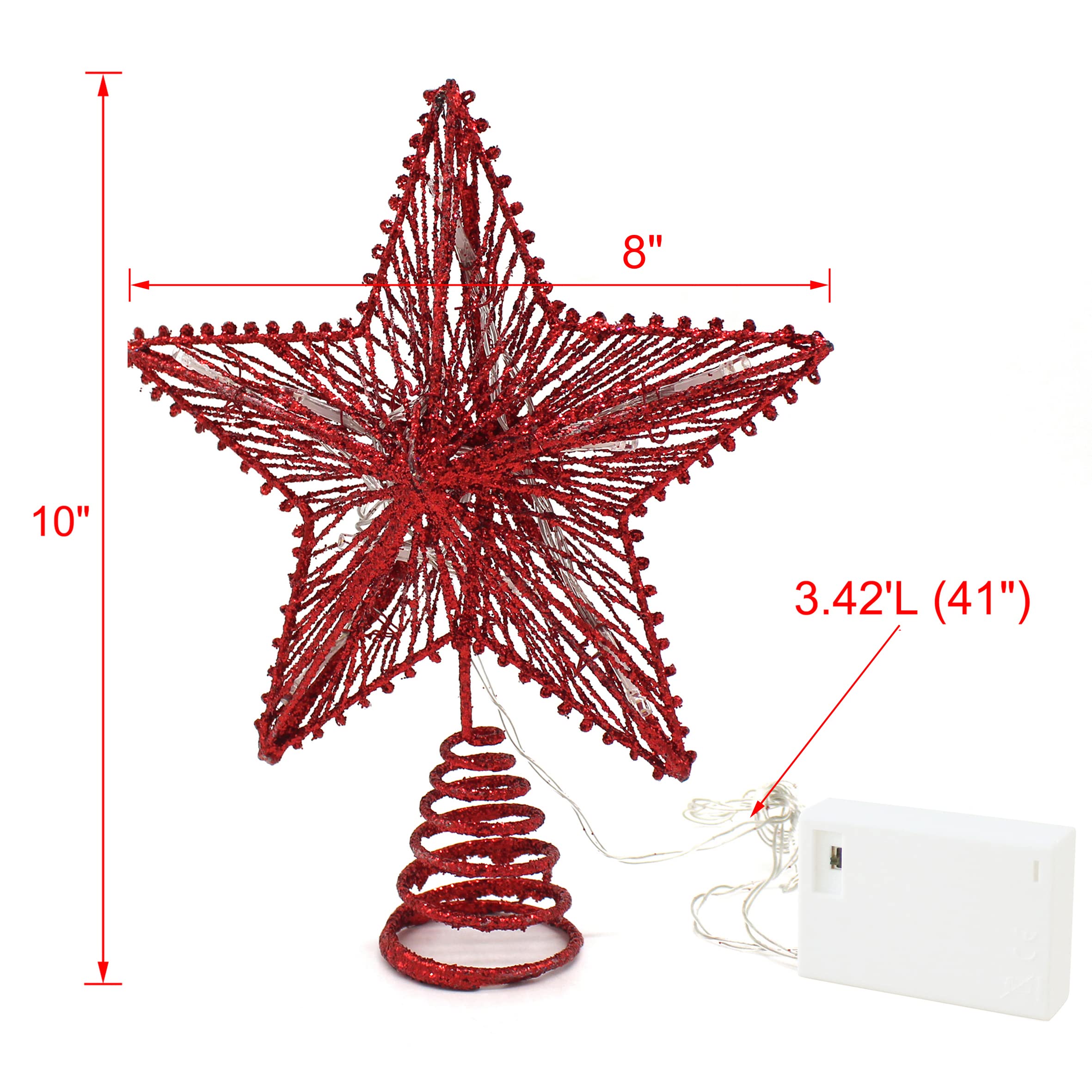 Foto 7 pulgar | Árbol De Navidad Con Forma De Estrella Cvhomedeco, Rojo Brillante En 3d Con Led - Venta Internacional.