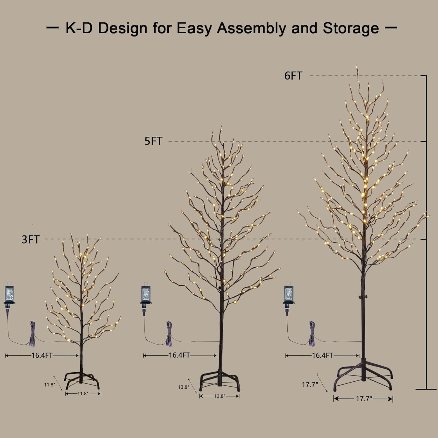 Foto 5 | Juego De 3 Unidades Lightshare De Star Light Trees, 90 Cm, 150 Cm Y 180 Cm - Venta Internacional.
