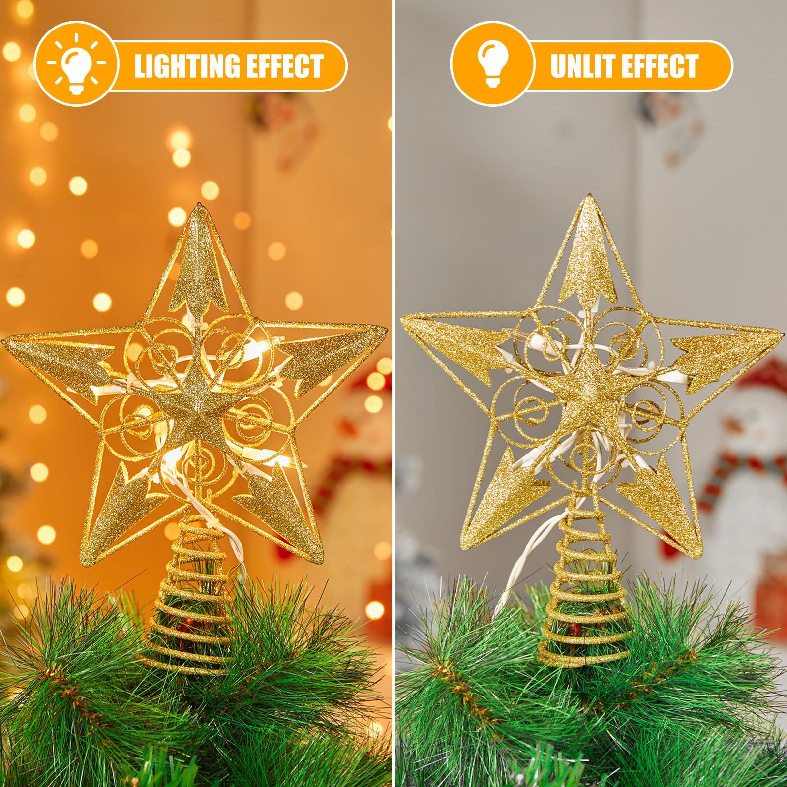 Foto 4 pulgar | Decoración Con Forma De Estrella De Navidad Brightown 3d 8 Con Purpurina Dorada - Venta Internacional.