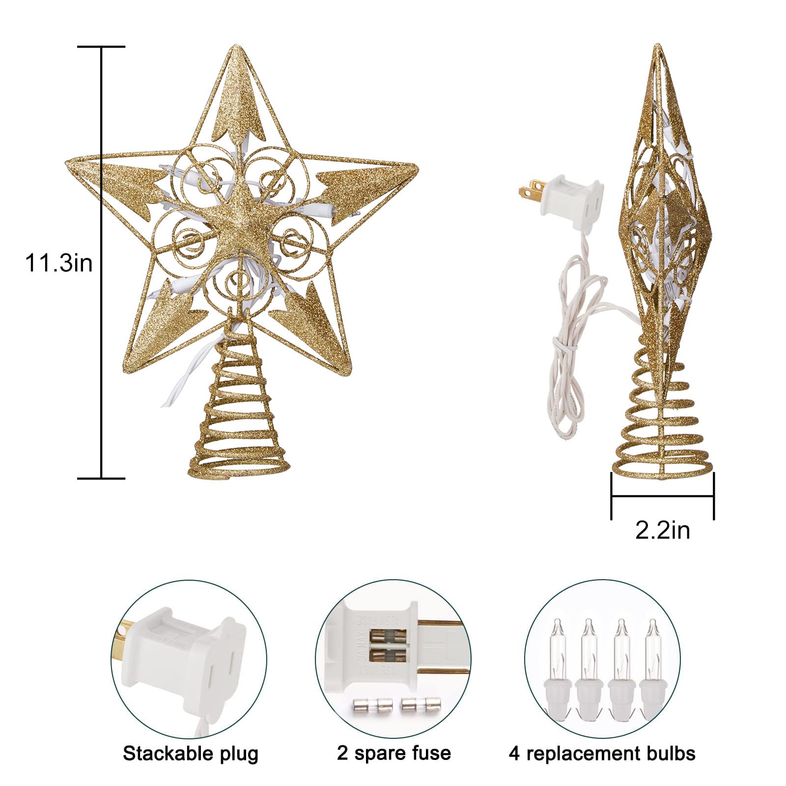 Foto 5 pulgar | Decoración Con Forma De Estrella De Navidad Brightown 3d 8 Con Purpurina Dorada - Venta Internacional.