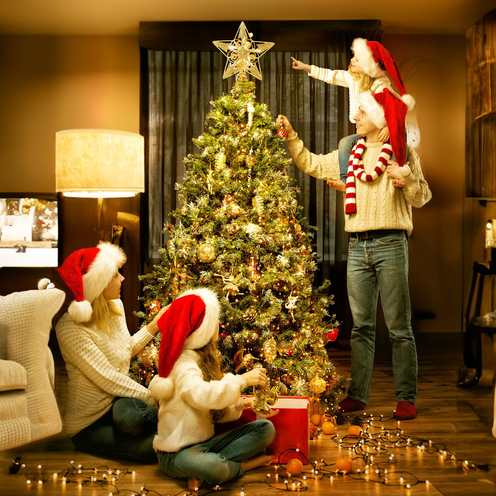 Foto 6 pulgar | Decoración Con Forma De Estrella De Navidad Brightown 3d 8 Con Purpurina Dorada - Venta Internacional.