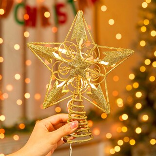 Foto 7 | Decoración Con Forma De Estrella De Navidad Brightown 3d 8 Con Purpurina Dorada - Venta Internacional.