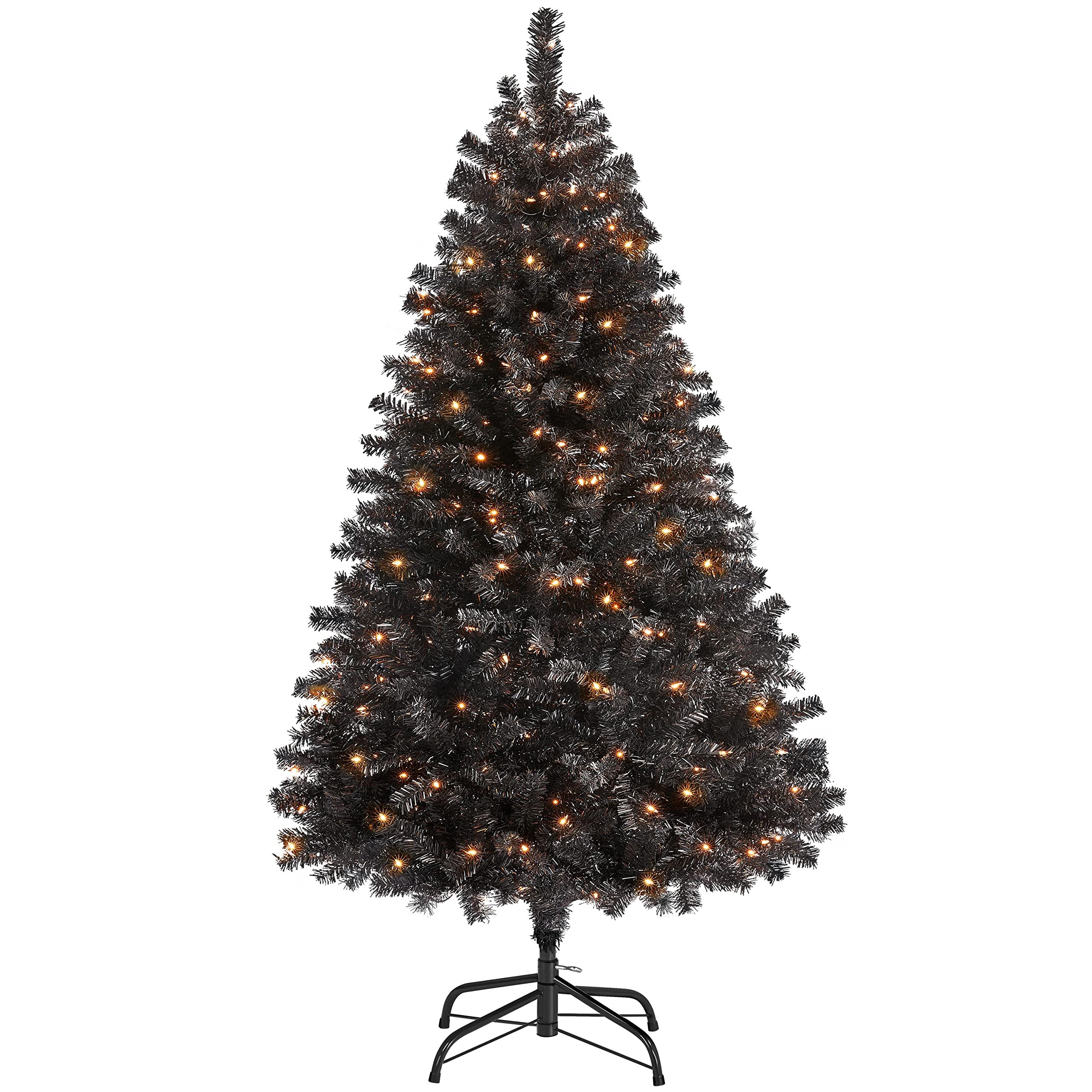 Foto 1 | Árbol De Navidad Yaheetech De 1,4 M Con 150 Luces Blancas Cálidas, Color Negro - Venta Internacional.
