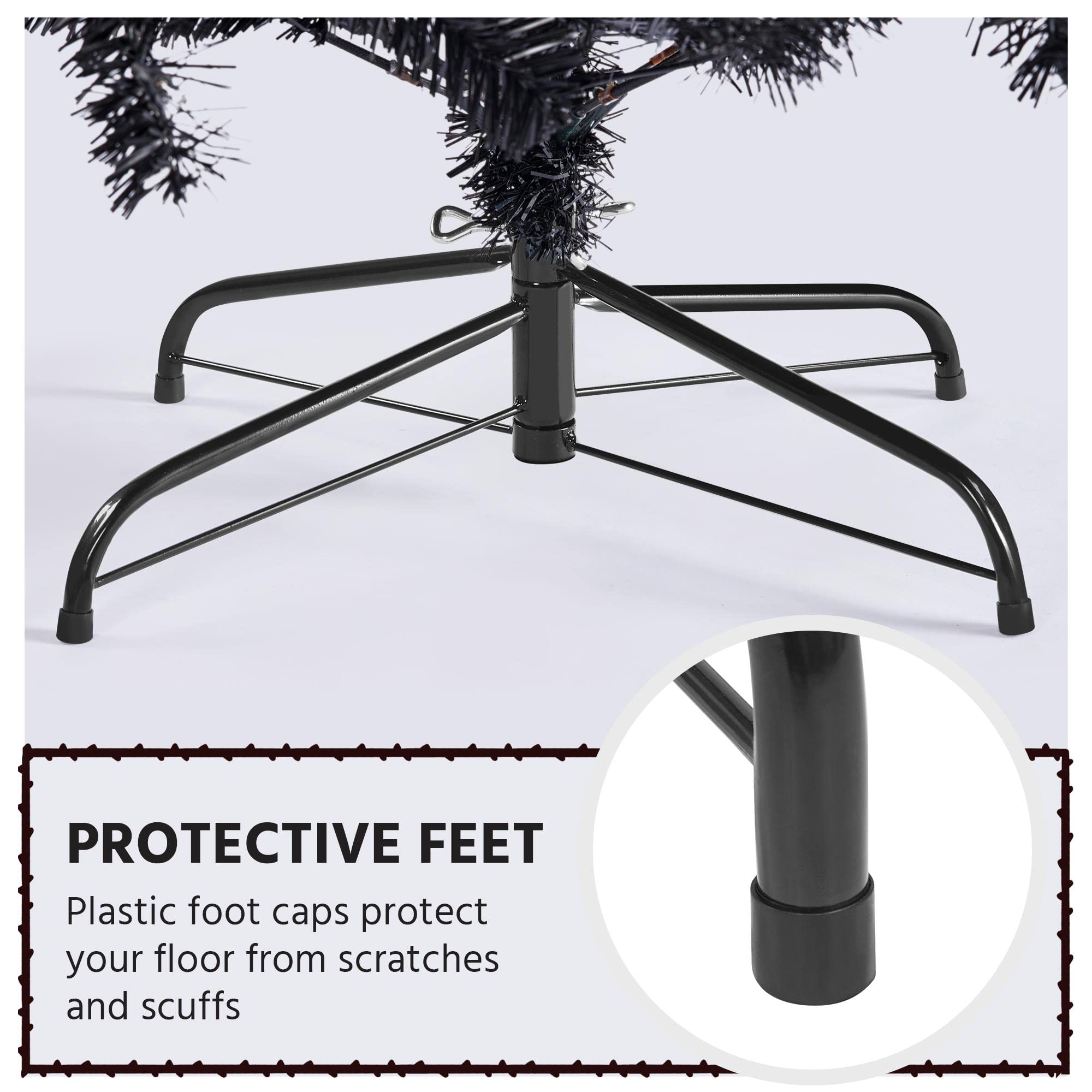 Foto 6 pulgar | Árbol De Navidad Yaheetech De 1,4 M Con 150 Luces Blancas Cálidas, Color Negro - Venta Internacional.