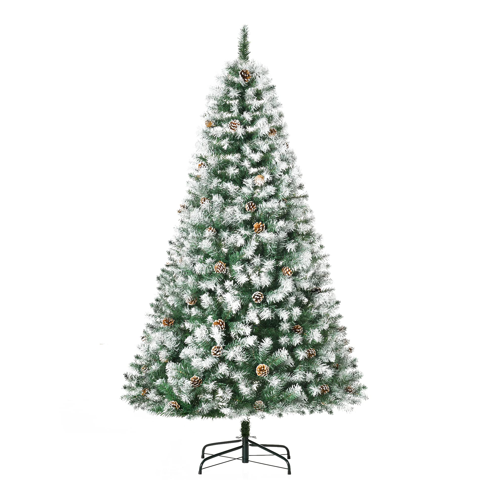Foto 1 | Árbol De Navidad Homcom De 6 Pies, Sin Iluminación, Cubierto De Nieve, Abeto Completo Con 61 Piñas - Venta Internaci