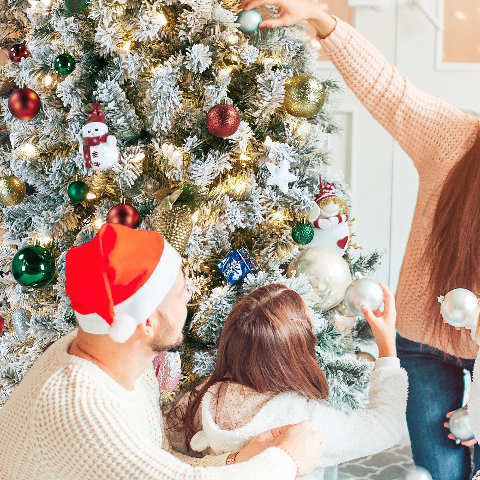 Foto 5 | Árbol De Navidad Yaheetech Preiluminado Con Nieve, 6 Pies, Con Luces - Venta Internacional.