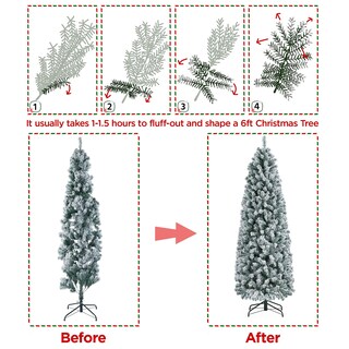 Foto 7 | Árbol De Navidad Yaheetech Preiluminado Con Nieve, 6 Pies, Con Luces - Venta Internacional.
