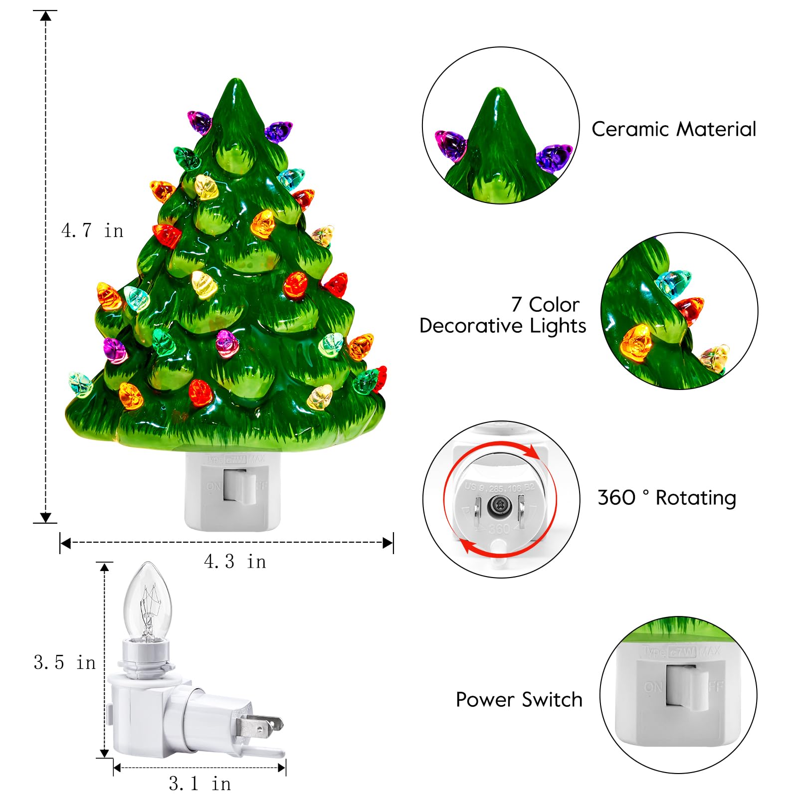 Foto 5 | Árbol De Navidad De Cerámica Night Light Brightown, 6 Pulgadas, Paquete De 2 - Venta Internacional.