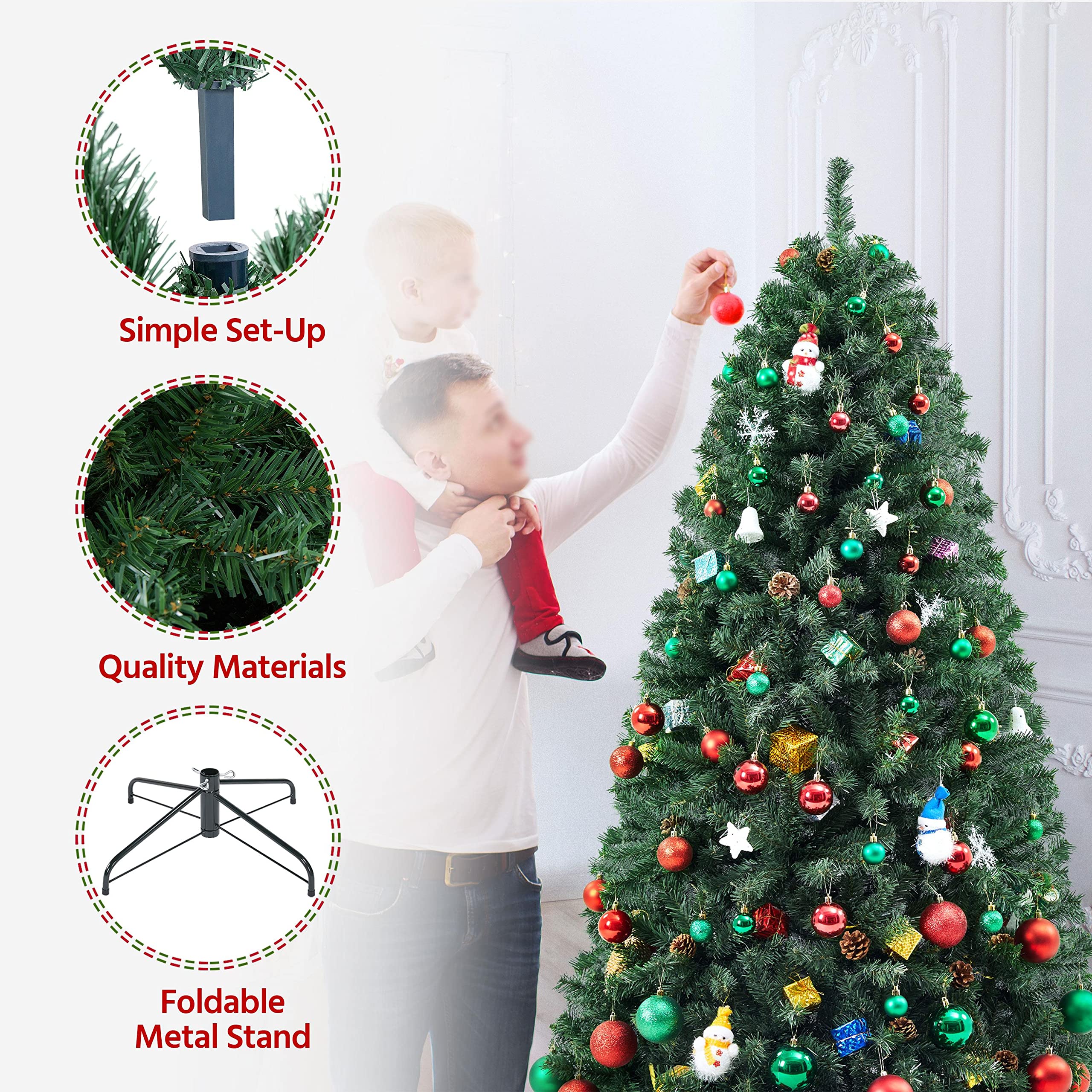 Foto 5 pulgar | Árbol De Navidad Yaheetech, Abeto De 6 Pies Con 796 Puntas De Rama - Venta Internacional.