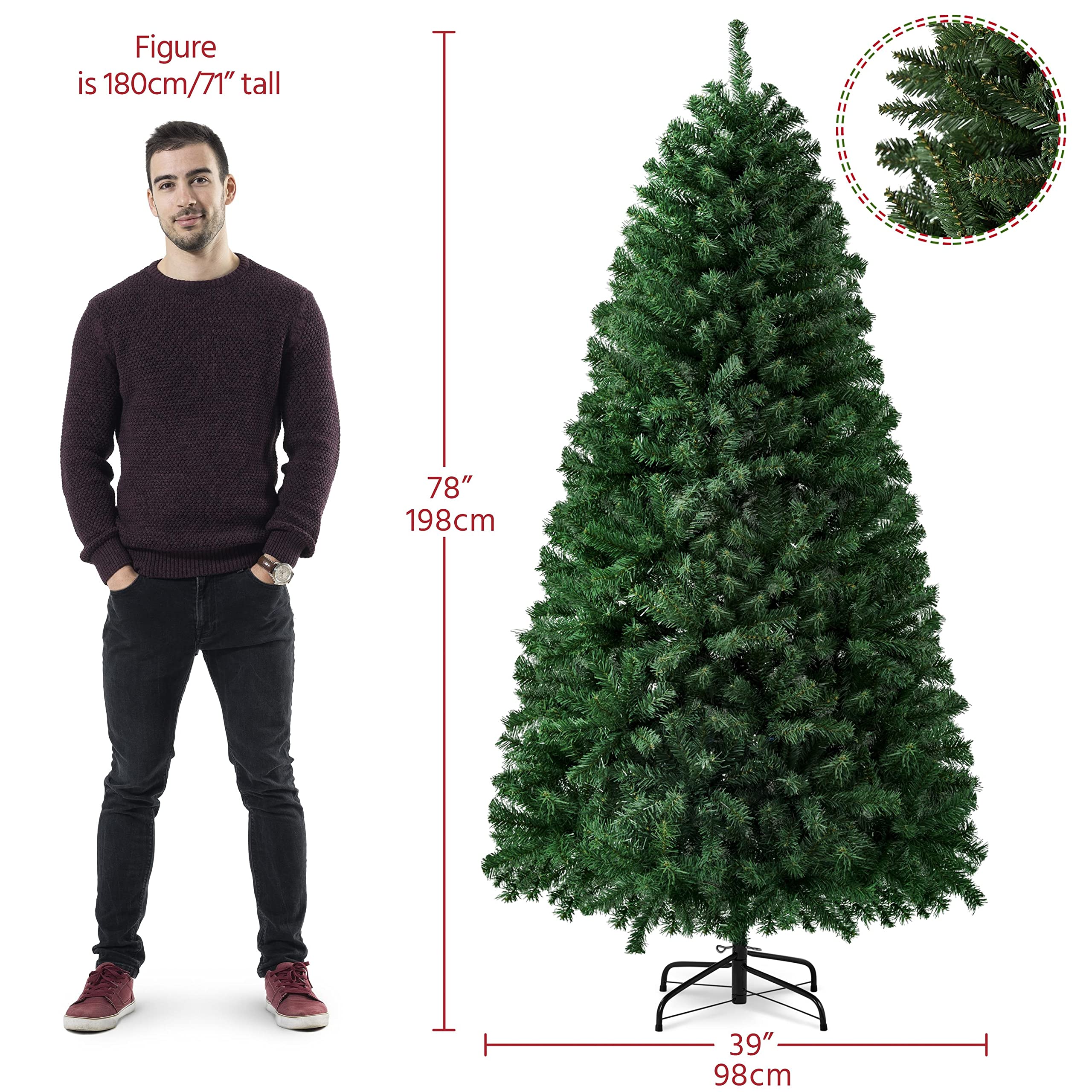 Foto 6 pulgar | Árbol De Navidad Yaheetech, Abeto De 6 Pies Con 796 Puntas De Rama - Venta Internacional.