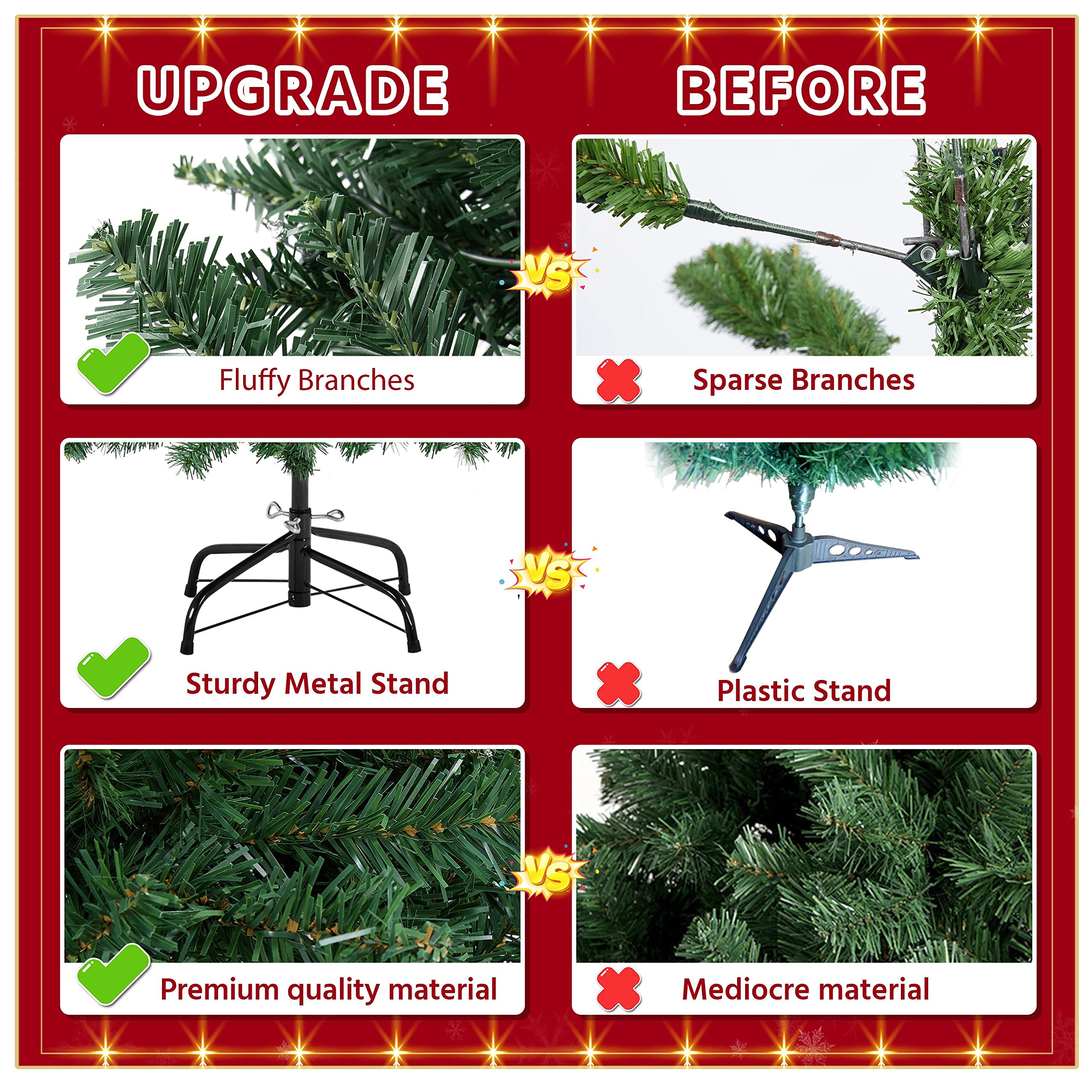 Foto 7 | Árbol De Navidad Yaheetech, Abeto De 6 Pies Con 796 Puntas De Rama - Venta Internacional.