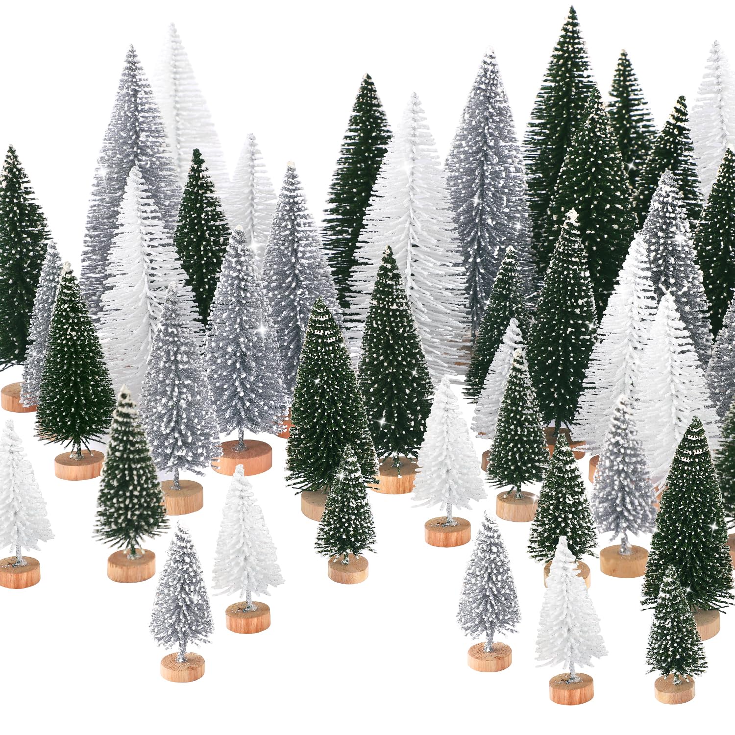 Foto 2 | Decoración De Árbol De Navidad Ayieyill Mini, 30 Unidades Con Base De Madera - Venta Internacional.