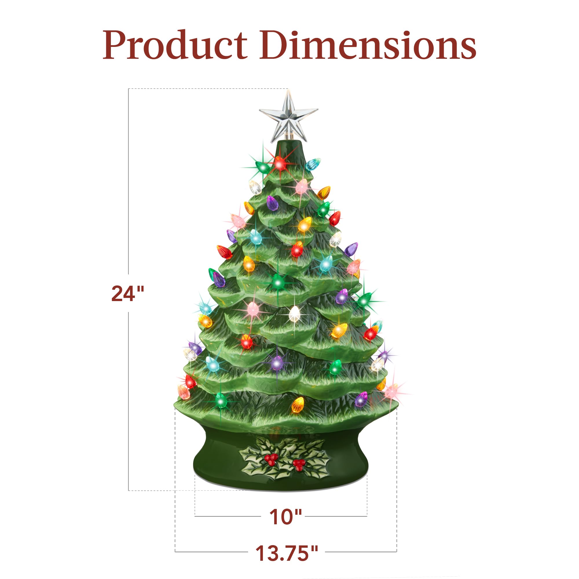 Foto 7 | Árbol De Navidad De Cerámica Best Choice Products De 24 Pulgadas Con 74 Bombillas - Venta Internacional.