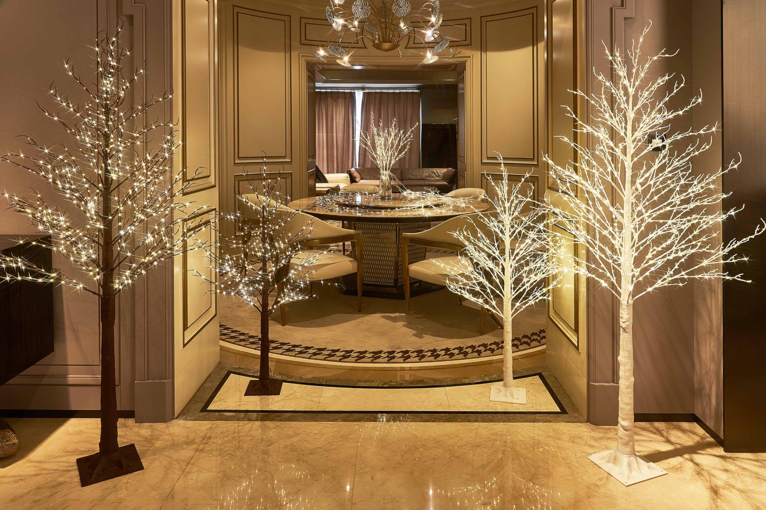 Foto 5 pulgar | Árbol De Navidad Hairui Iluminado En Blanco Con 690 Luces Blancas Cálidas - Venta Internacional.