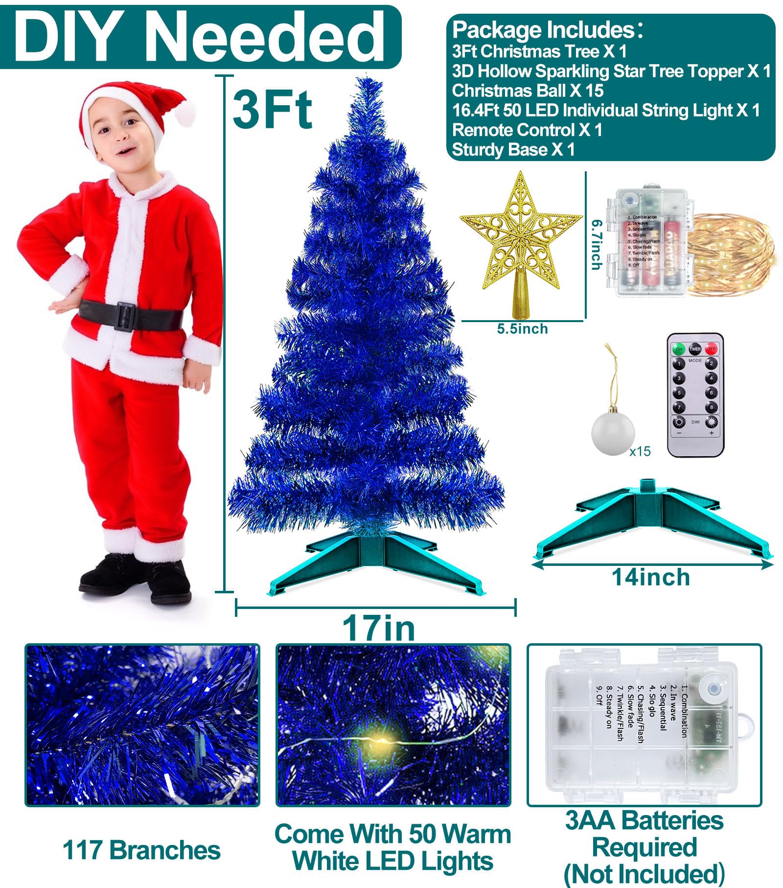 Foto 3 pulgar | Mando A Distancia Turnmeon Para Árbol De Navidad, 8 Modos, 90 Cm, Con 50 Luces - Venta Internacional.