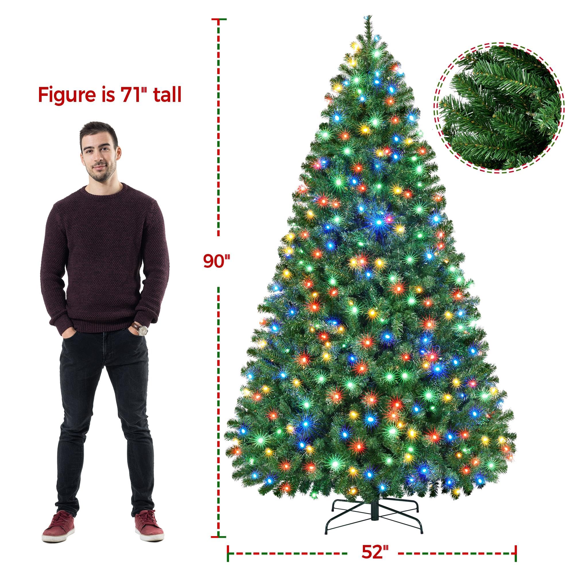 Foto 4 pulgar | Árbol De Navidad Yaheetech De 2,3 M Con 550 Luces Led Y Soporte Verde - Venta Internacional.