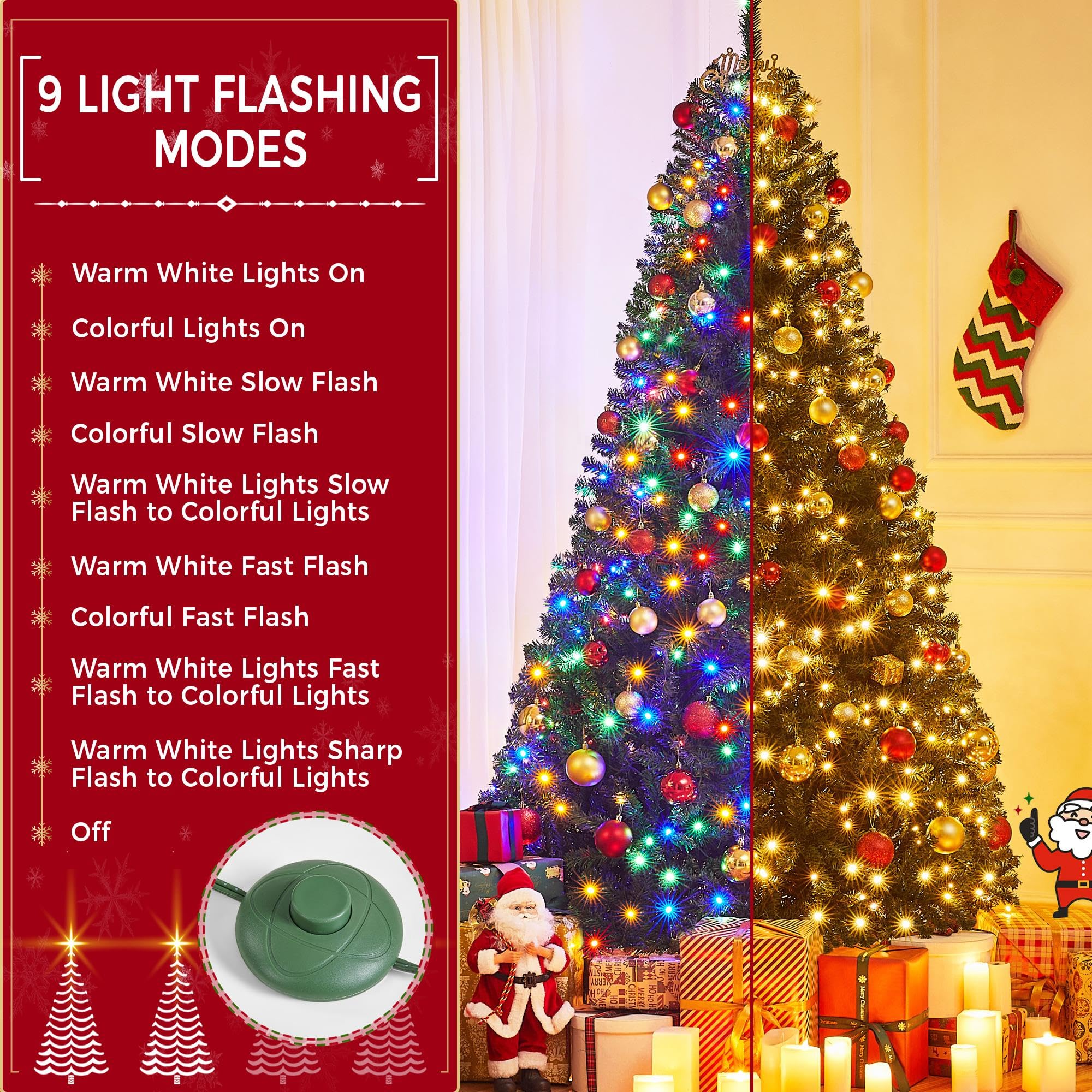Foto 6 pulgar | Árbol De Navidad Yaheetech De 2,3 M Con 550 Luces Led Y Soporte Verde - Venta Internacional.
