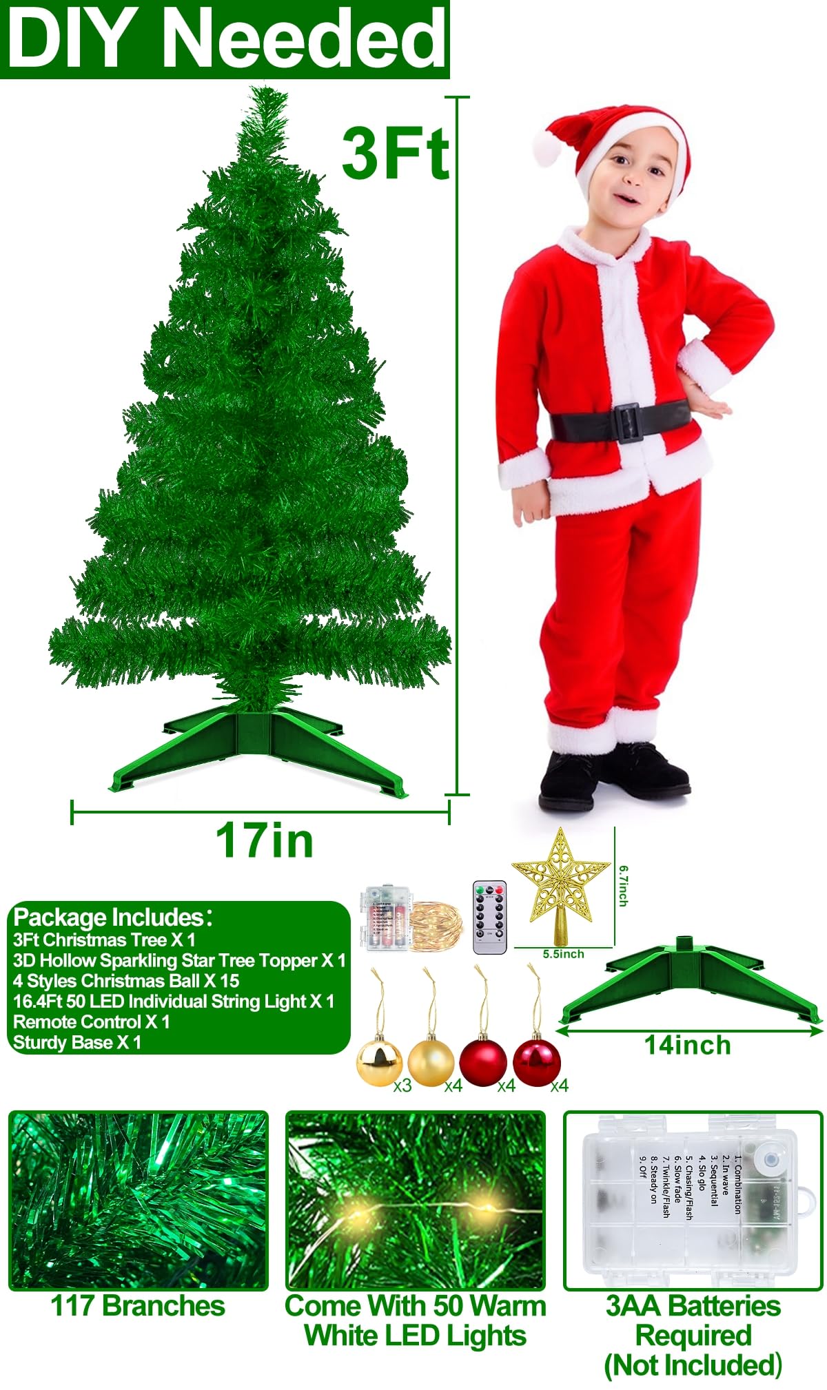 Foto 4 pulgar | Mando A Distancia Turnmeon Para Árbol De Navidad De 3 Pies Con Luces Y Adornos - Venta Internacional.
