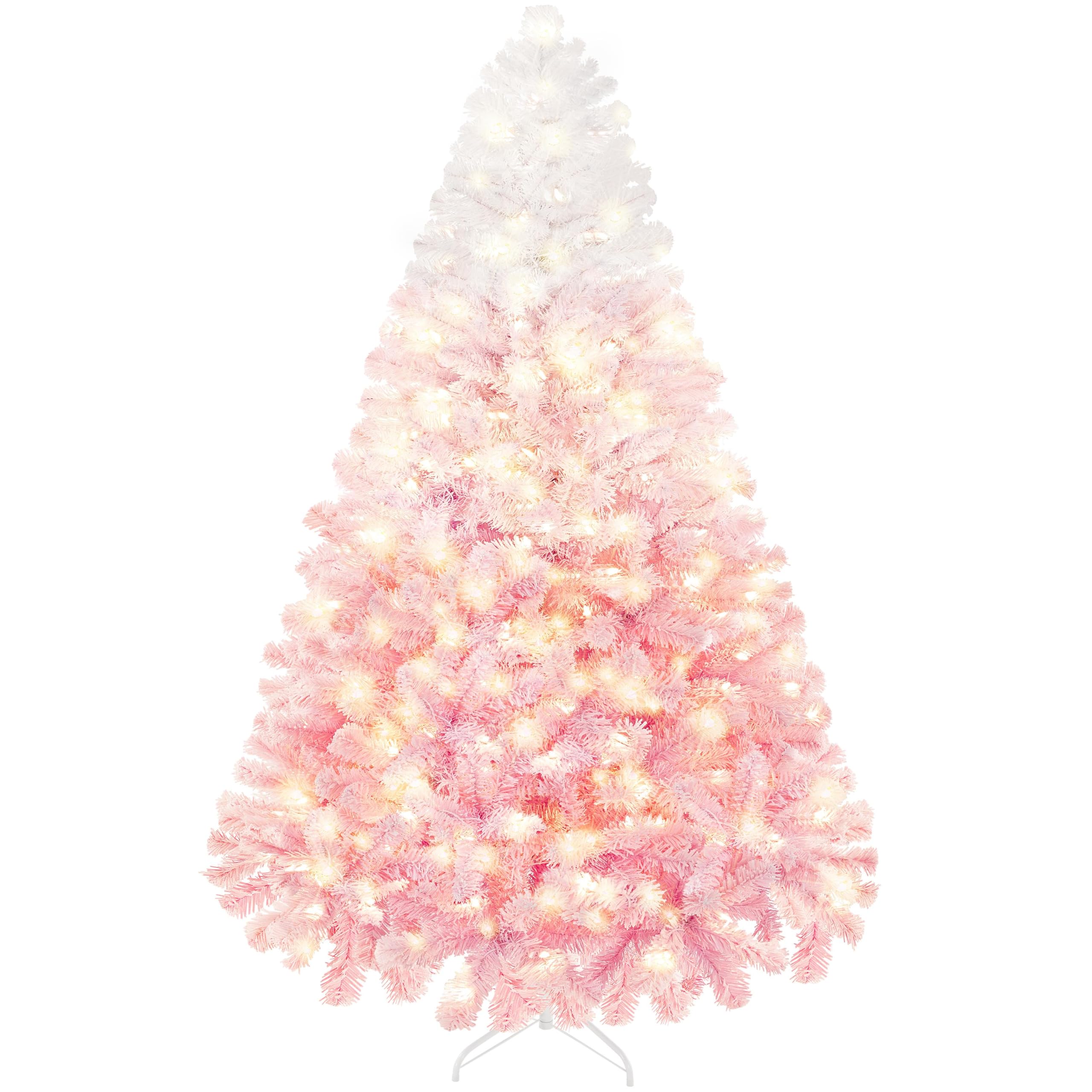 Foto 1 | Árbol De Navidad Yaheetech Artificial Preiluminado De 2,28 M, Rosa Con Luces - Venta Internacional.