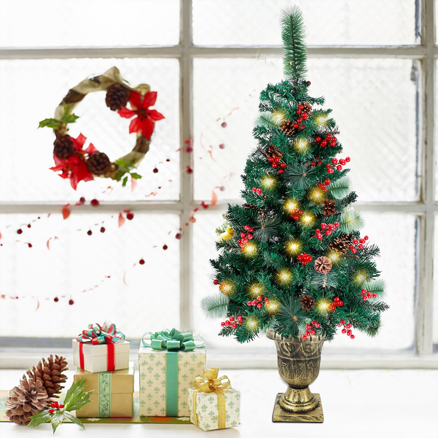 Foto 8 pulgar | Árbol De Navidad Juegoal De 4 Pies Con 120 Luces Led, Paquete De 1 - Venta Internacional.