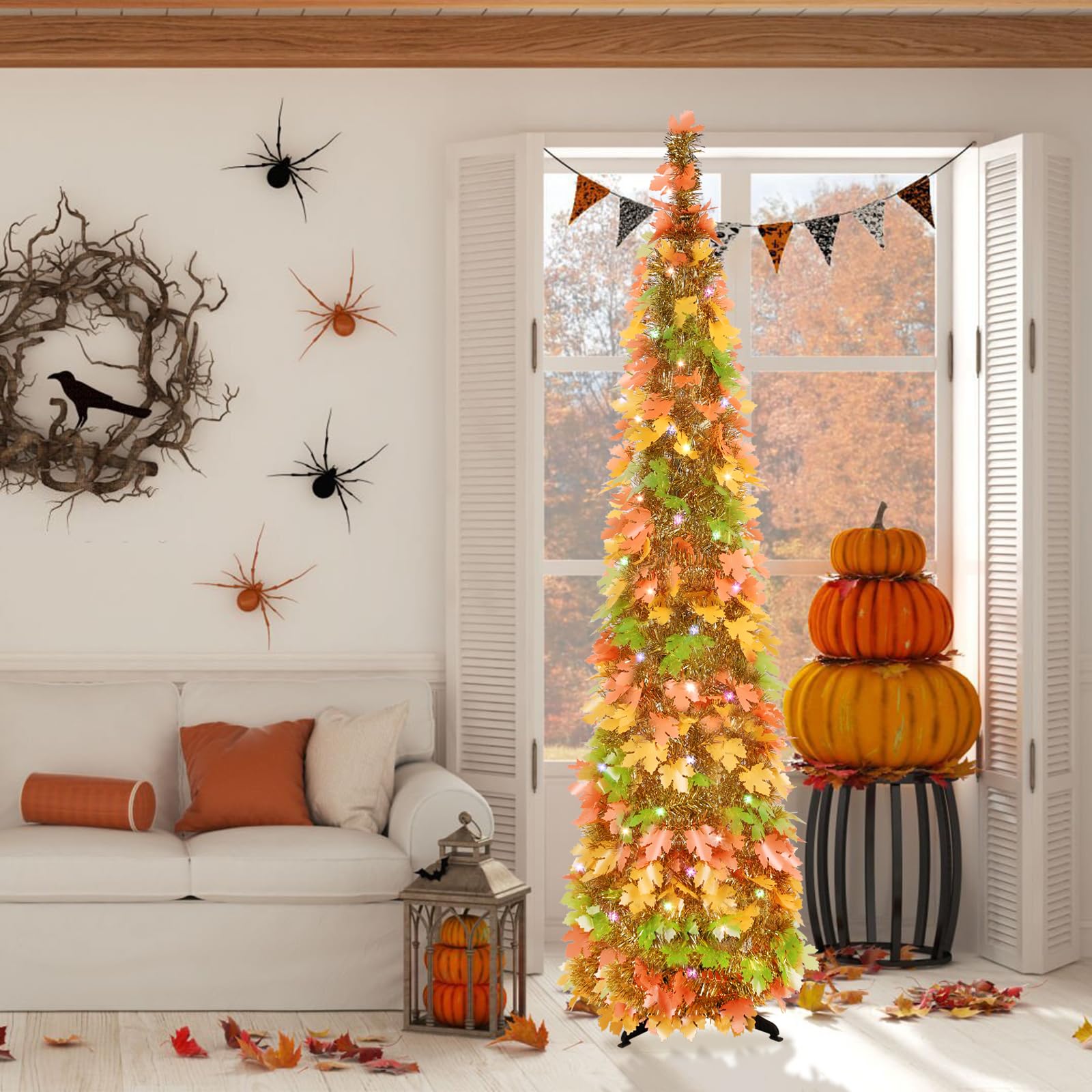 Foto 2 | Fall Tree N&t Nieting Con Luces De 5 Pies/150 Cm Para Porche Al Aire Libre - Venta Internacional.