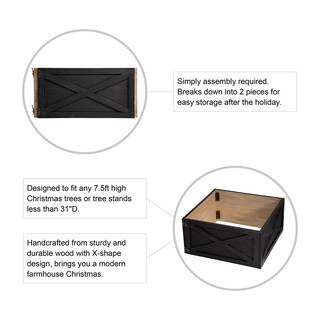 Foto 4 | Collar Para Árbol De Navidad Glitzhome, Madera Negra Lavada, 22 L - Venta Internacional.